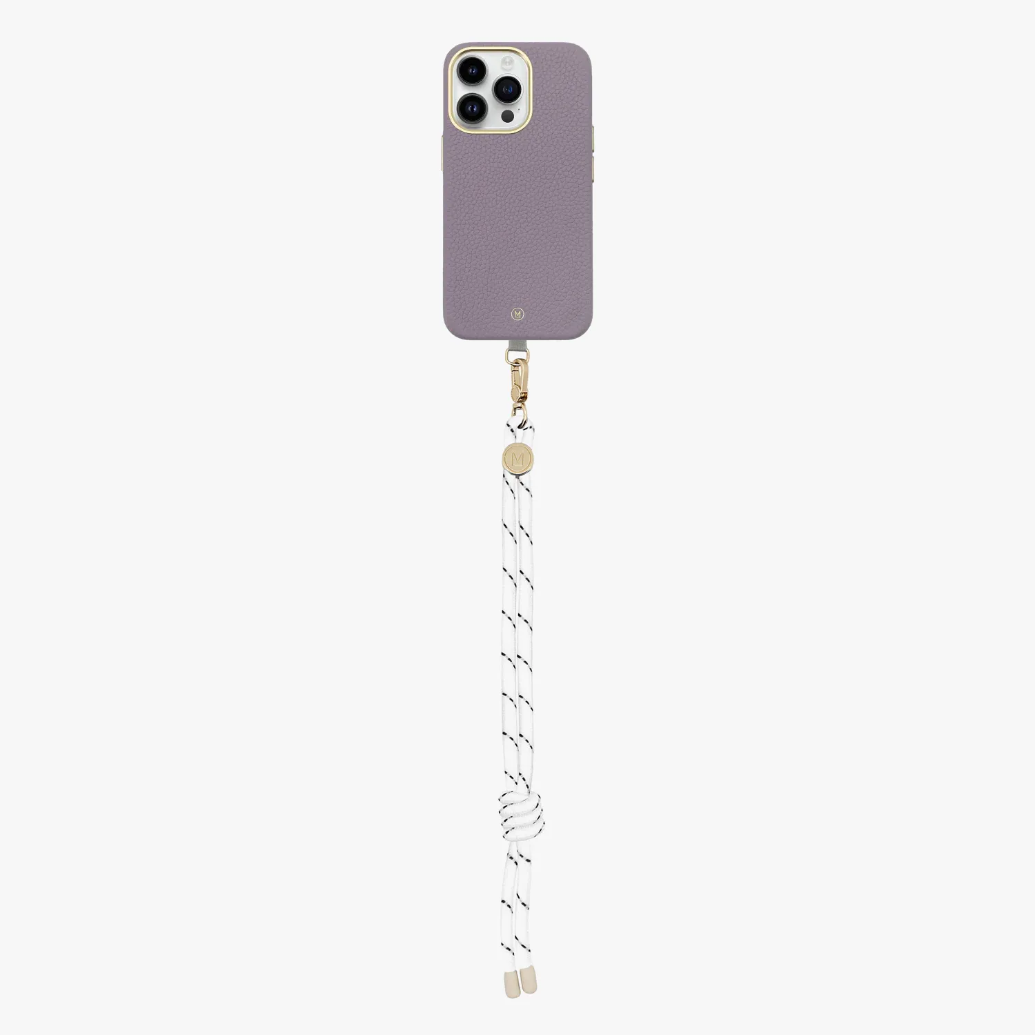 iPhone 15 Plus Leather MagSafe Case with Wrist Rope Strap