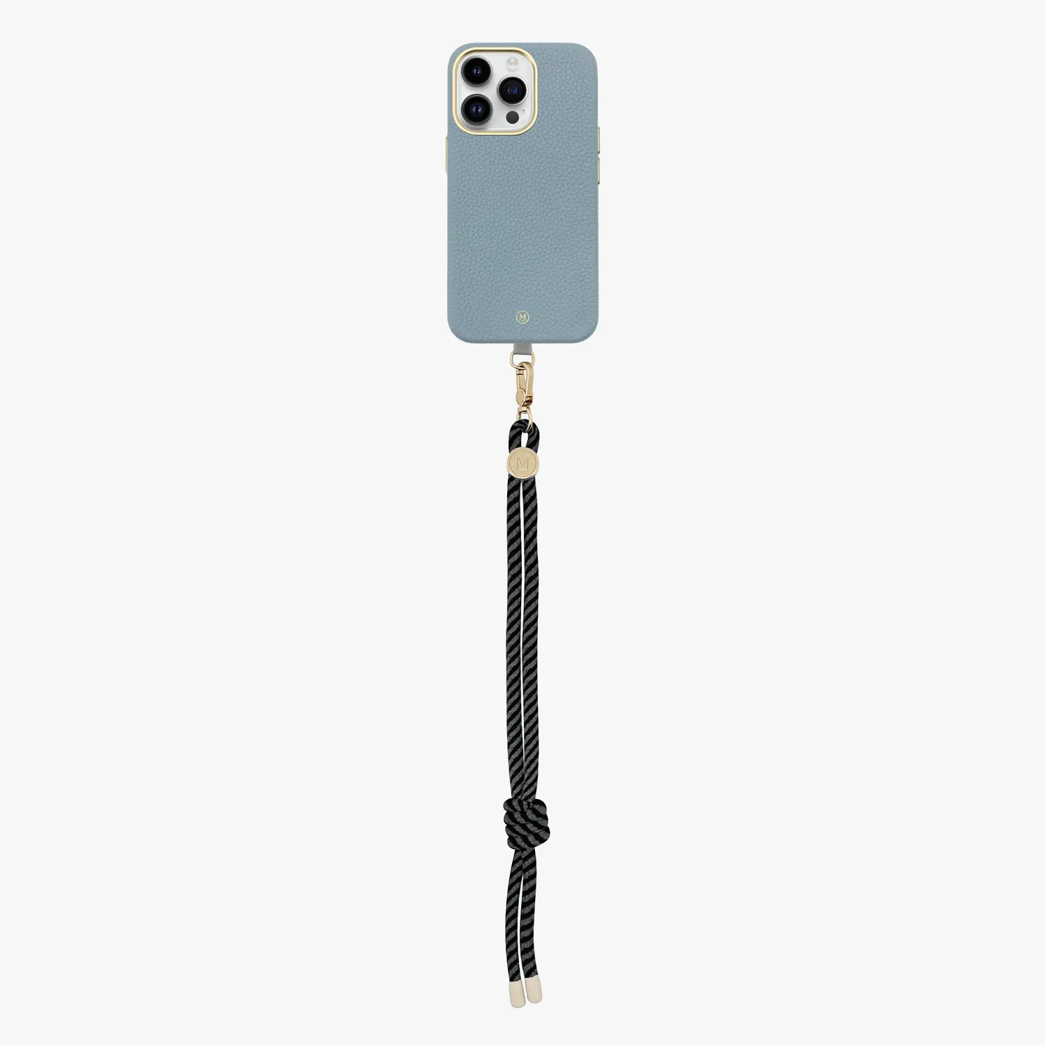 iPhone 15 Plus Leather MagSafe Case with Wrist Rope Strap
