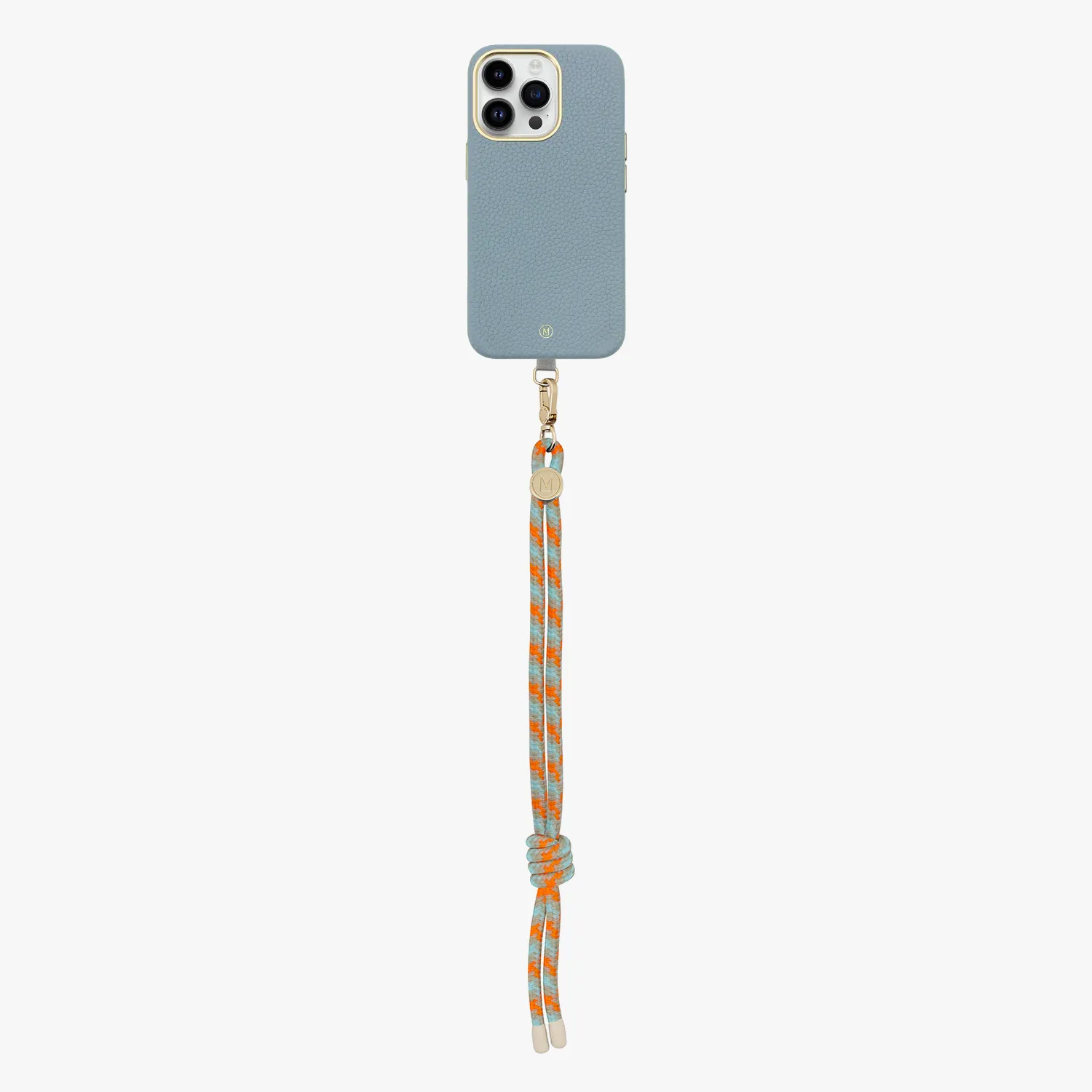 iPhone 15 Plus Leather MagSafe Case with Wrist Rope Strap