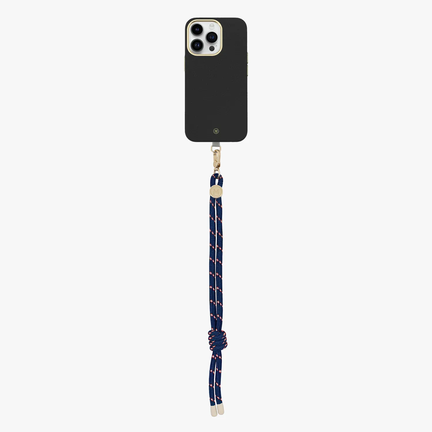 iPhone 15 Plus Leather MagSafe Case with Wrist Rope Strap