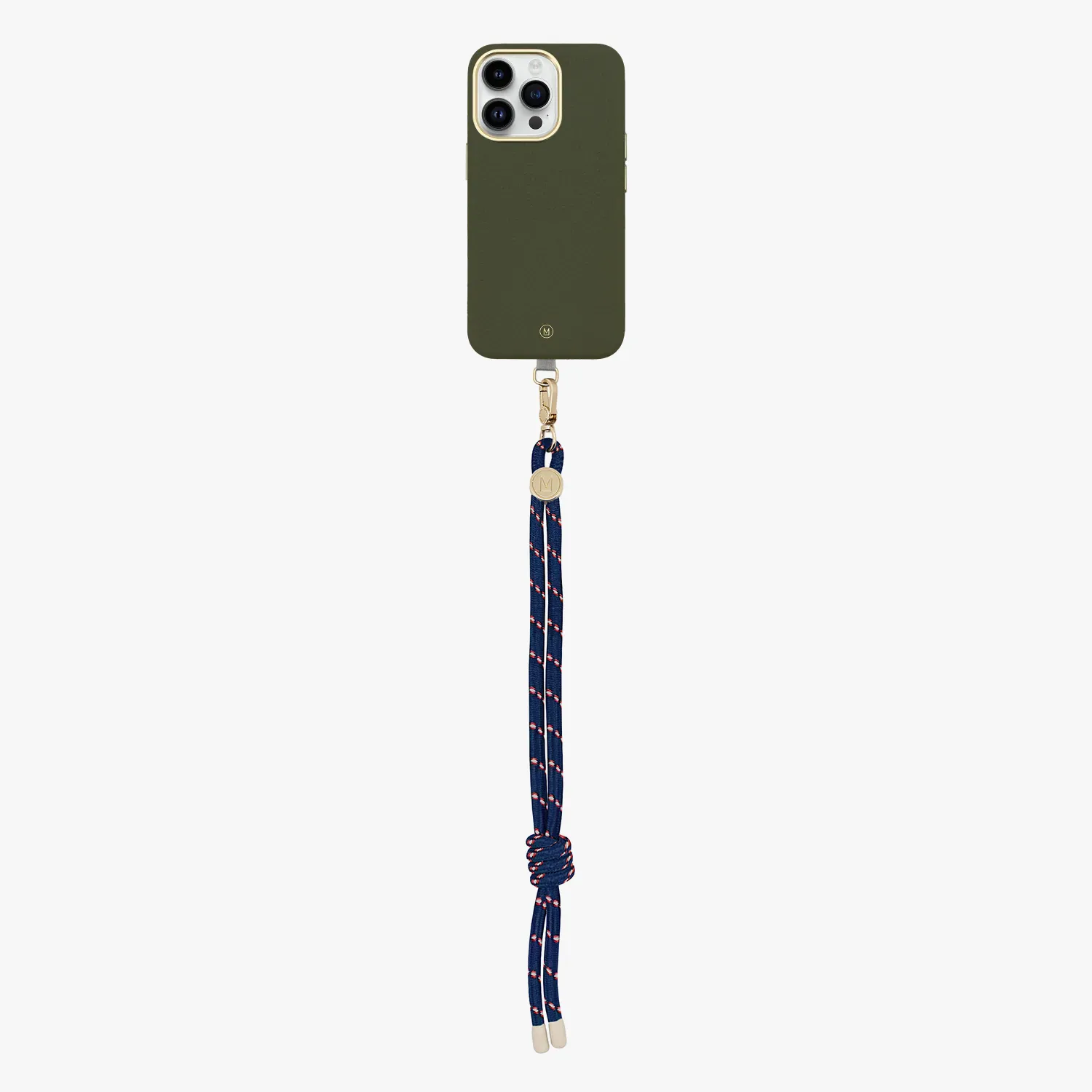 iPhone 15 Plus Leather MagSafe Case with Wrist Rope Strap