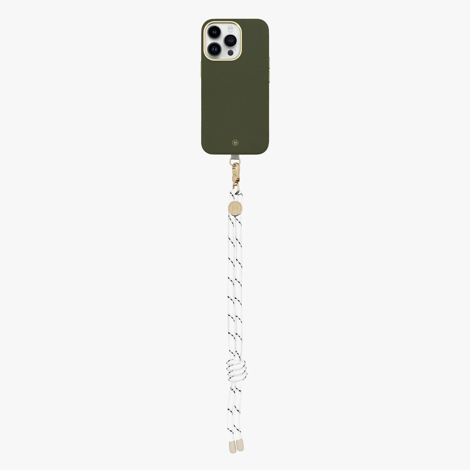 iPhone 15 Plus Leather MagSafe Case with Wrist Rope Strap