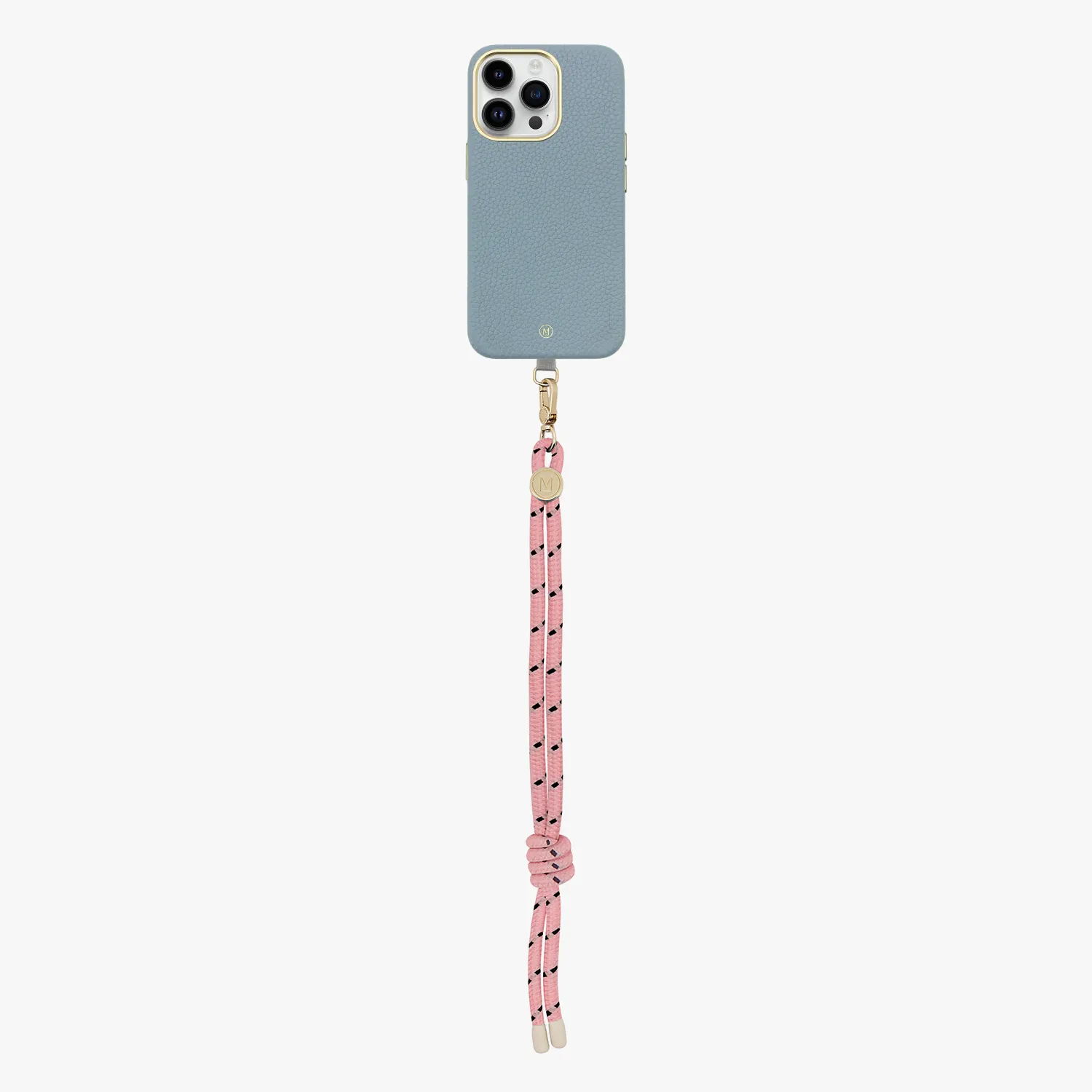 iPhone 15 Plus Leather MagSafe Case with Wrist Rope Strap