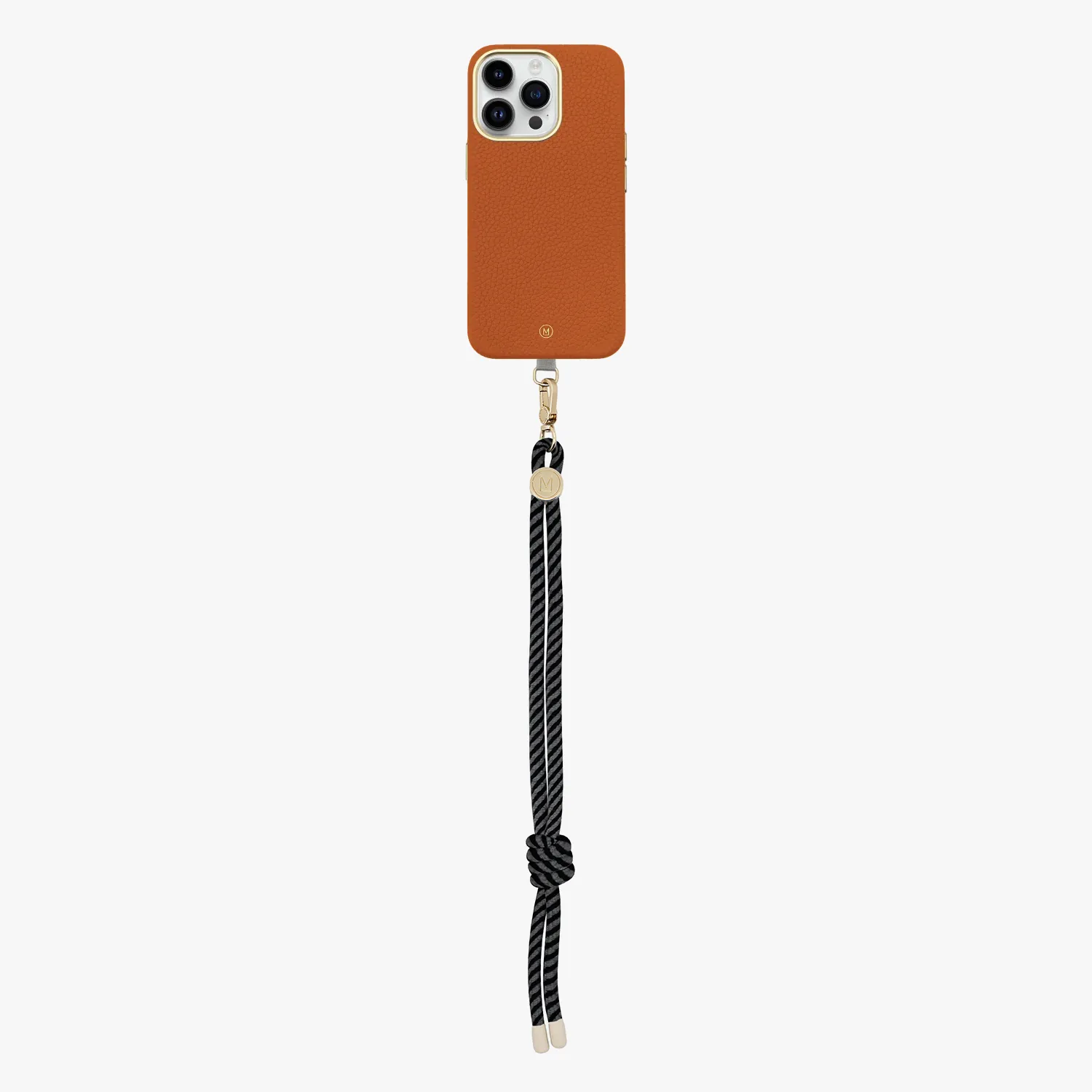 iPhone 15 Plus Leather MagSafe Case with Wrist Rope Strap