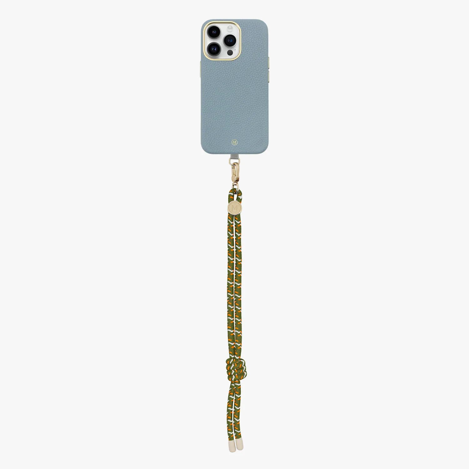 iPhone 15 Plus Leather MagSafe Case with Wrist Rope Strap