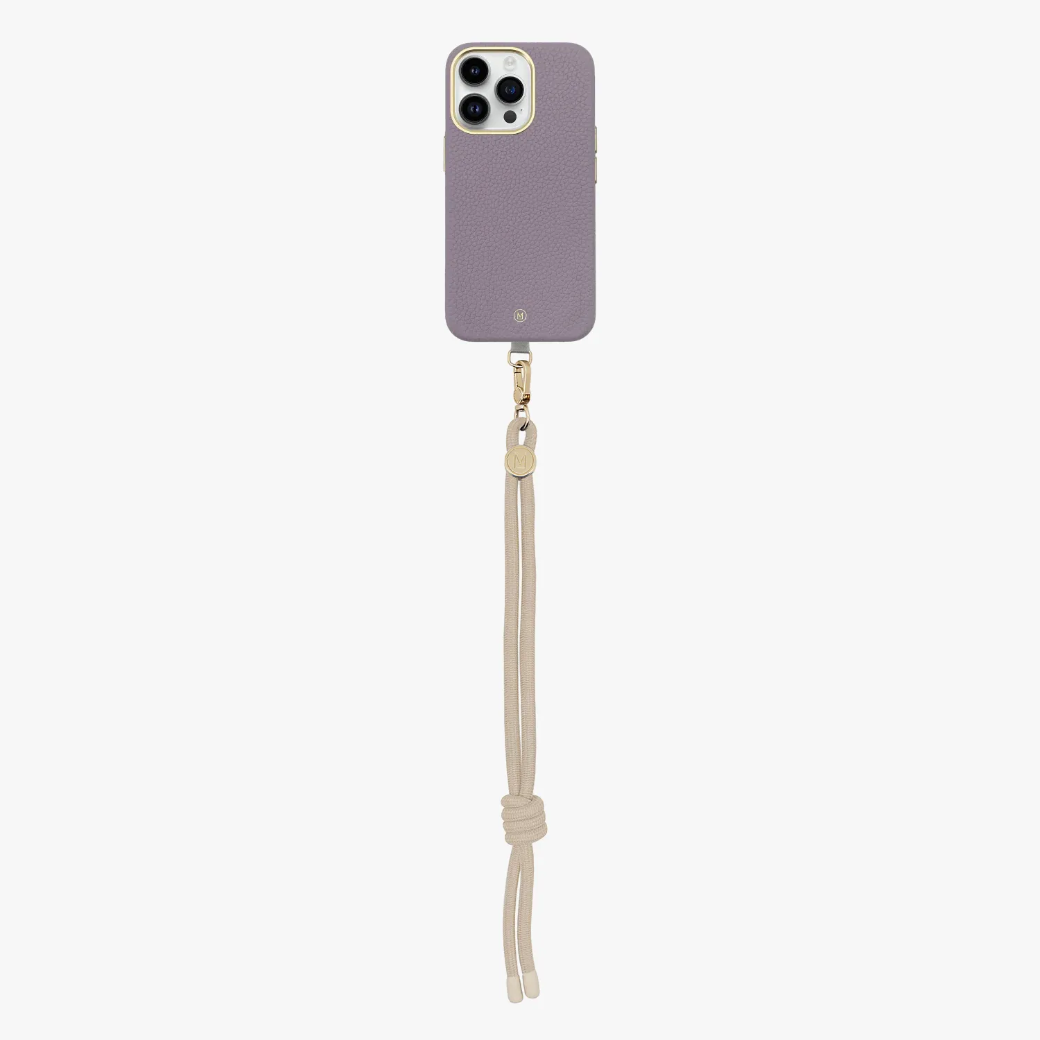 iPhone 15 Plus Leather MagSafe Case with Wrist Rope Strap