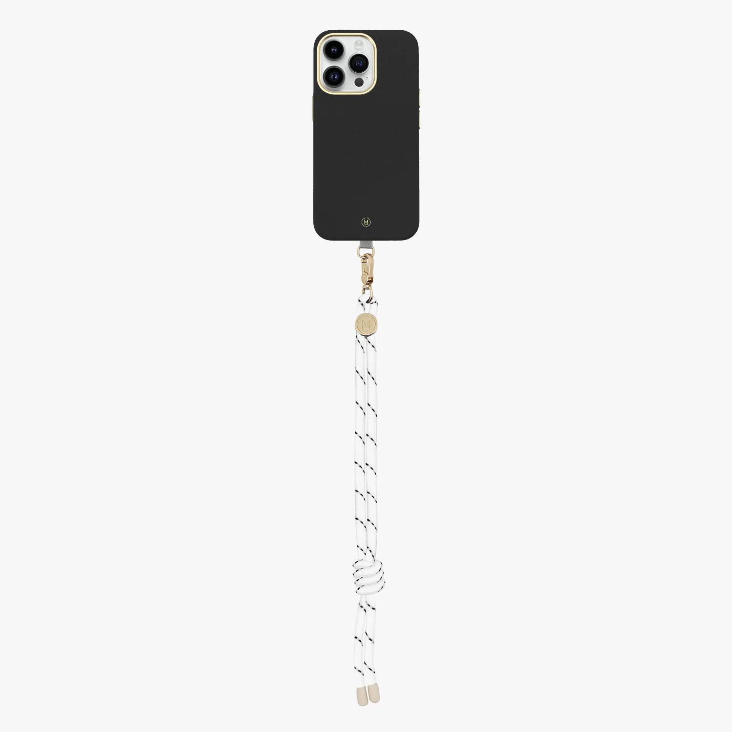 iPhone 15 Plus Leather MagSafe Case with Wrist Rope Strap