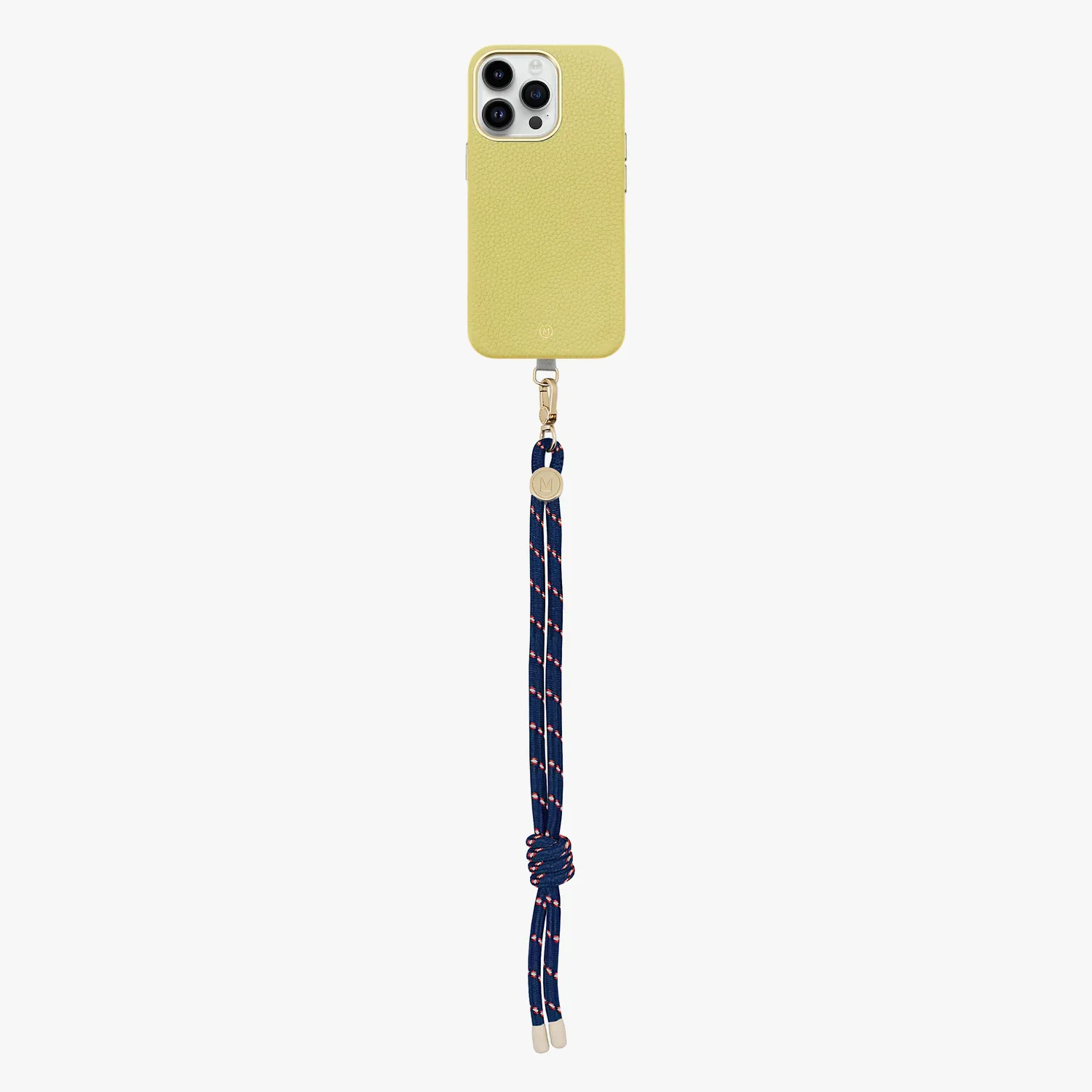 iPhone 15 Plus Leather MagSafe Case with Wrist Rope Strap