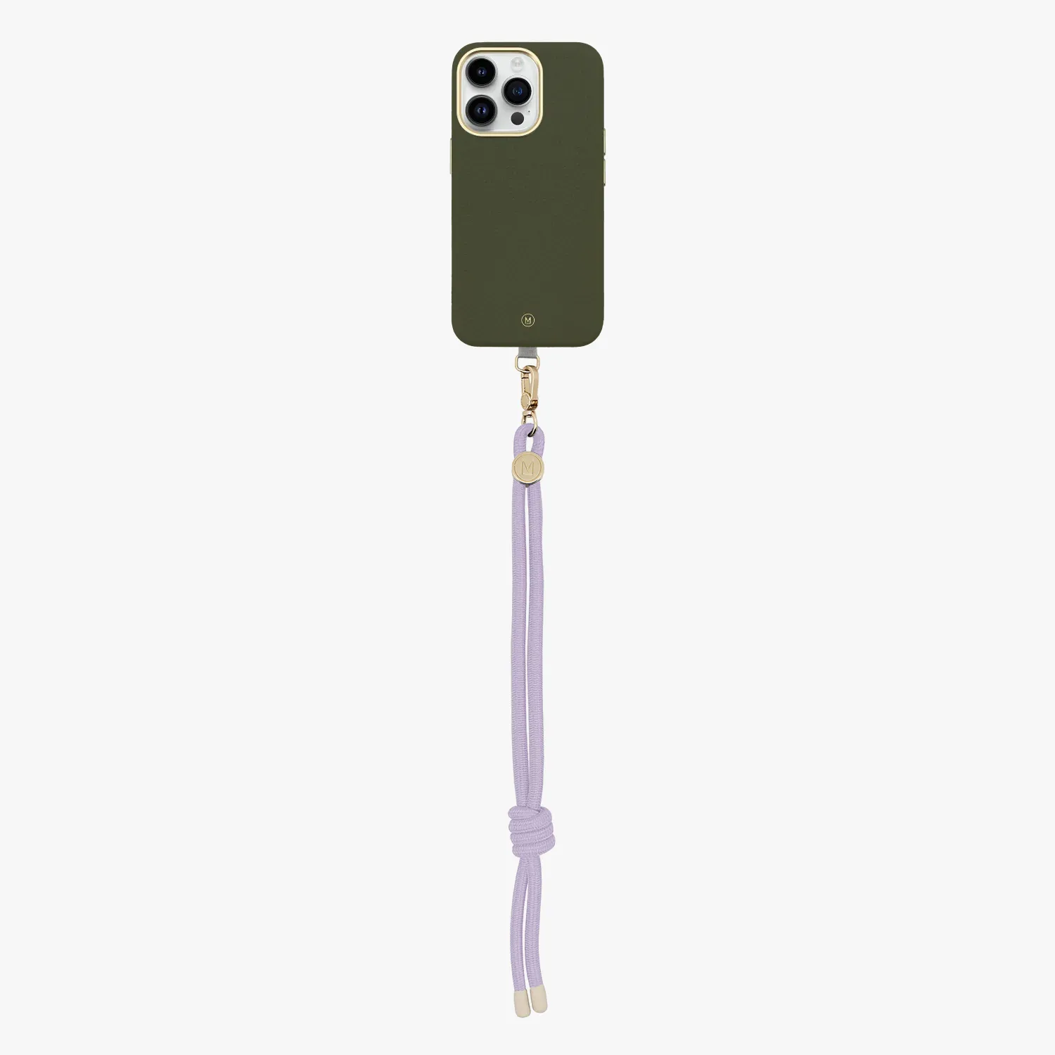iPhone 15 Plus Leather MagSafe Case with Wrist Rope Strap