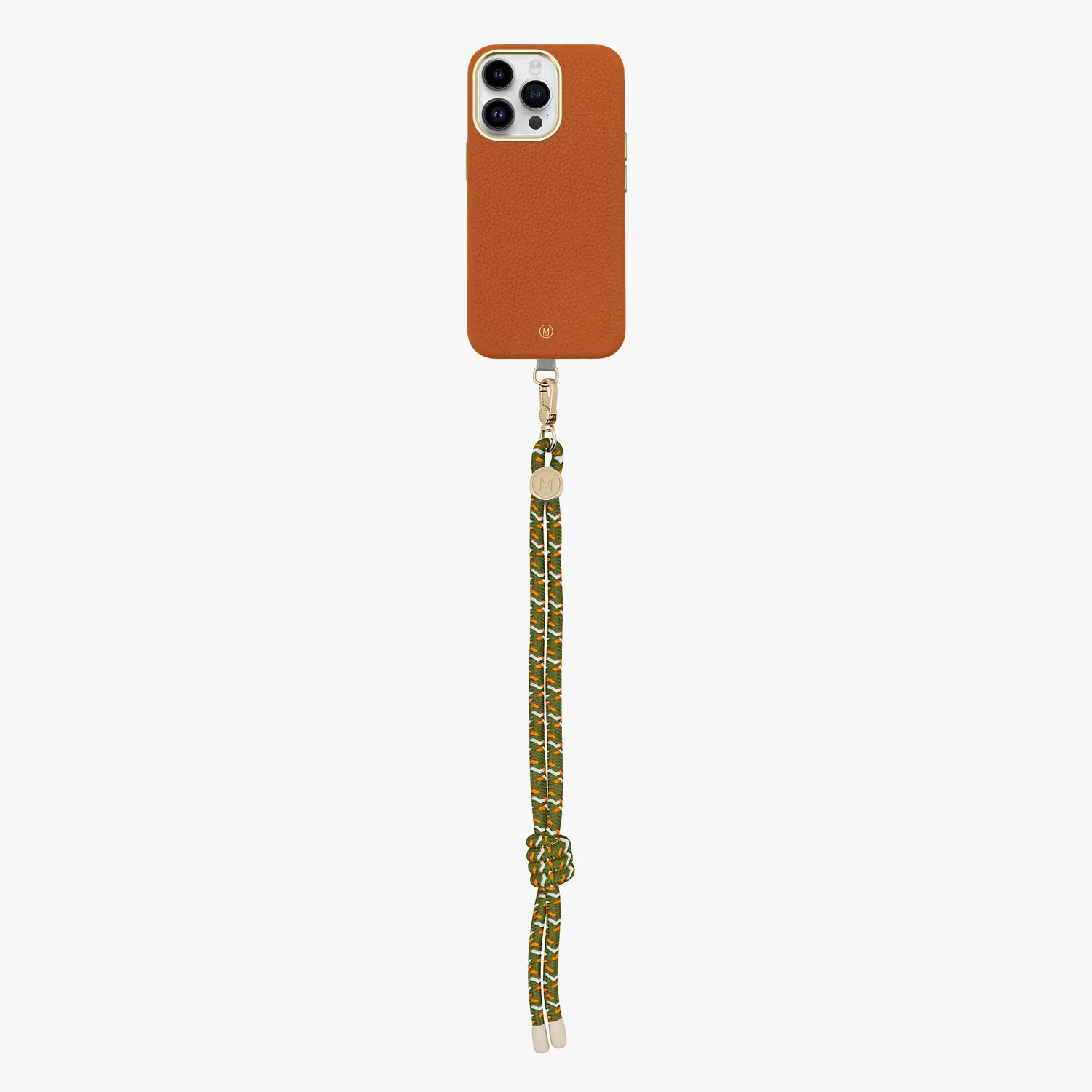 iPhone 15 Plus Leather MagSafe Case with Wrist Rope Strap