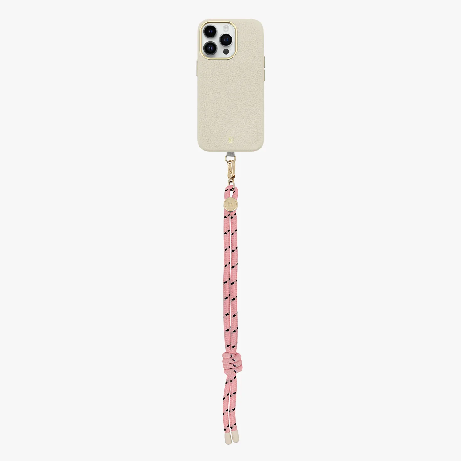 iPhone 15 Plus Leather MagSafe Case with Wrist Rope Strap