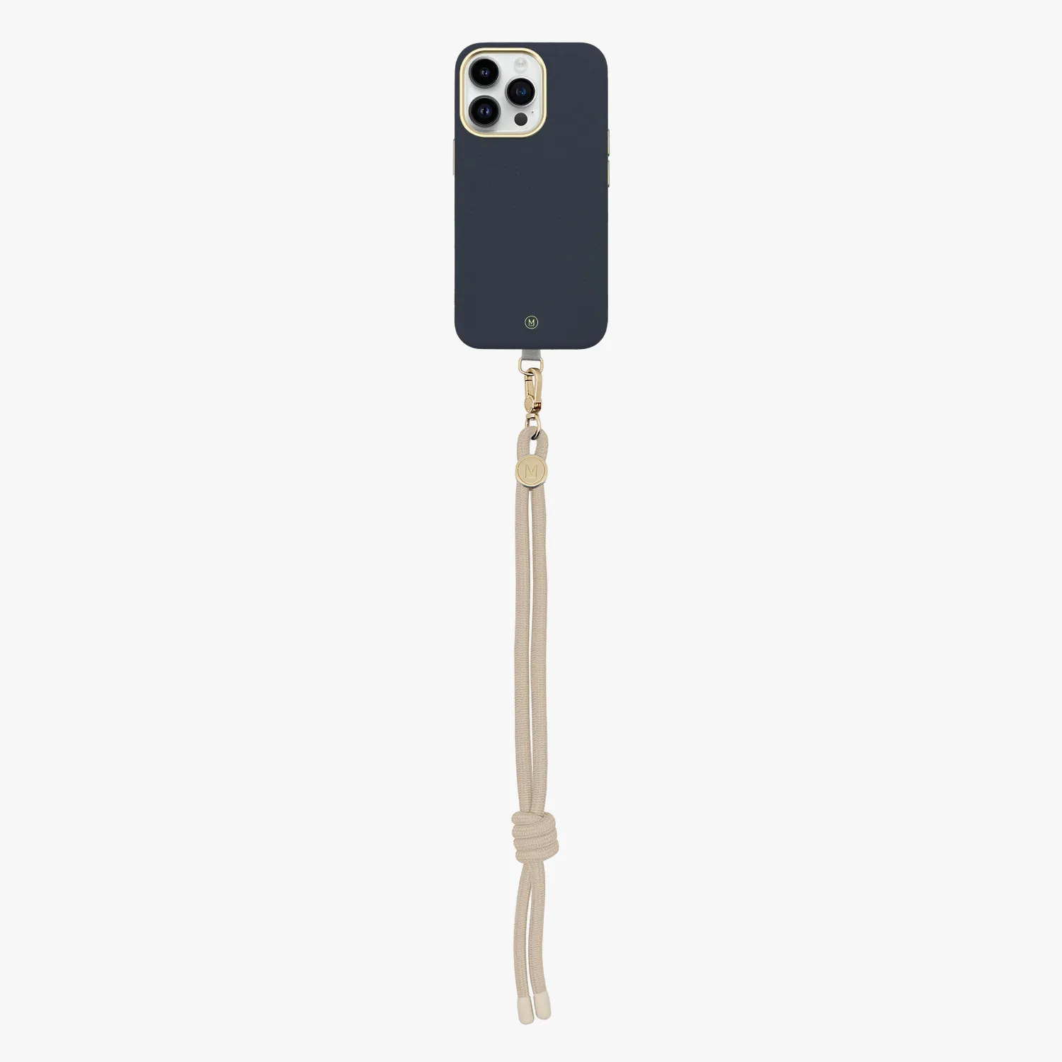iPhone 15 Plus Leather MagSafe Case with Wrist Rope Strap