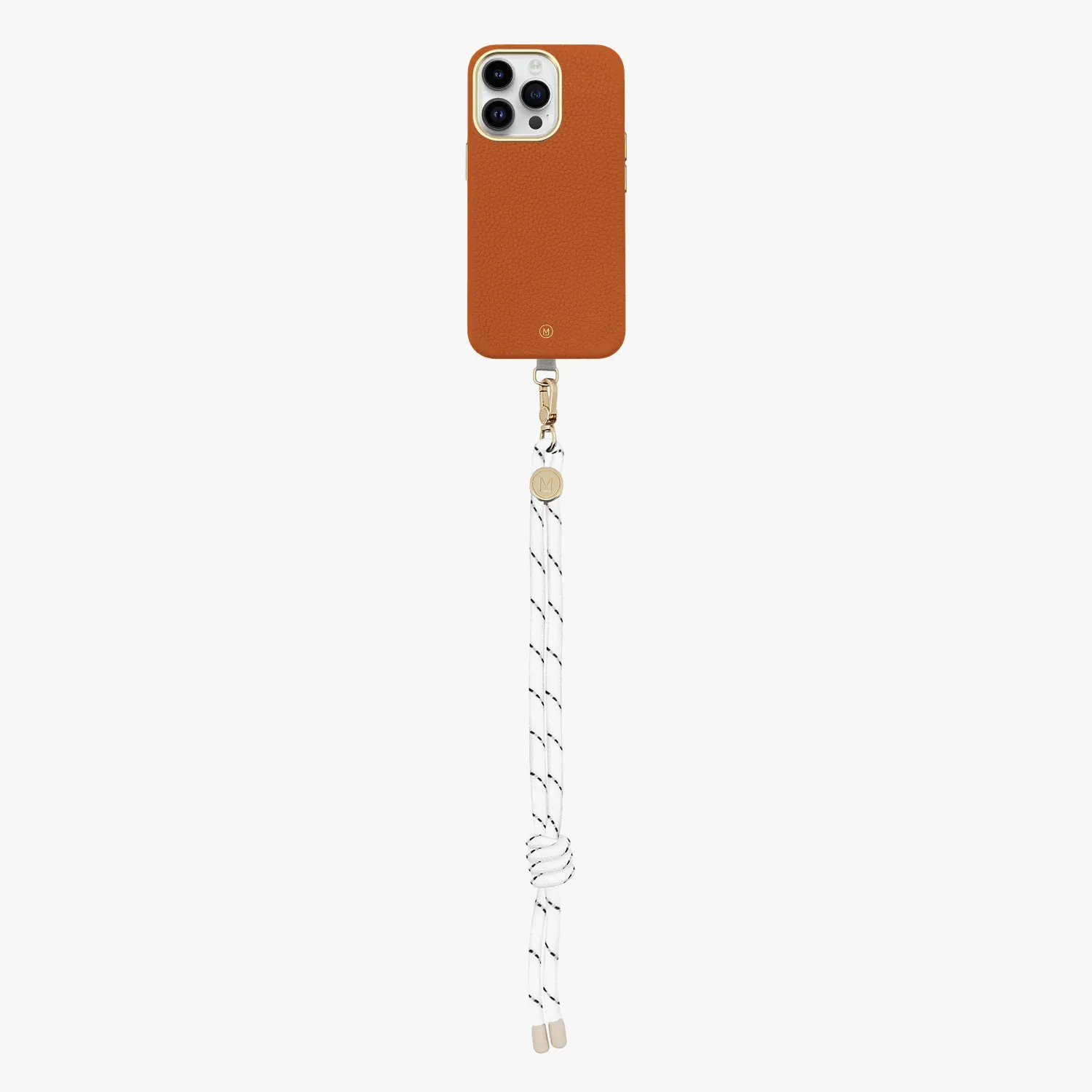 iPhone 15 Plus Leather MagSafe Case with Wrist Rope Strap