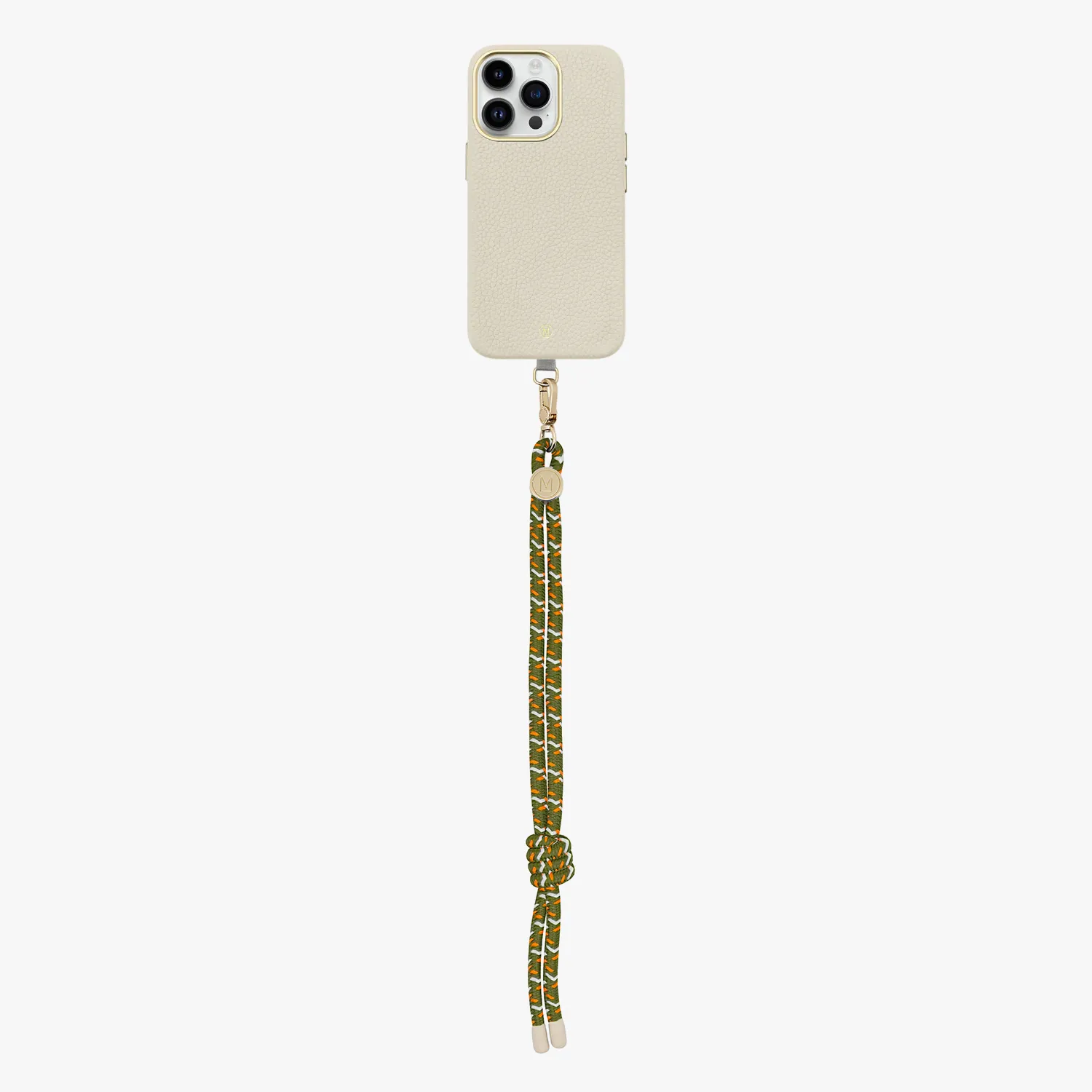 iPhone 15 Plus Leather MagSafe Case with Wrist Rope Strap