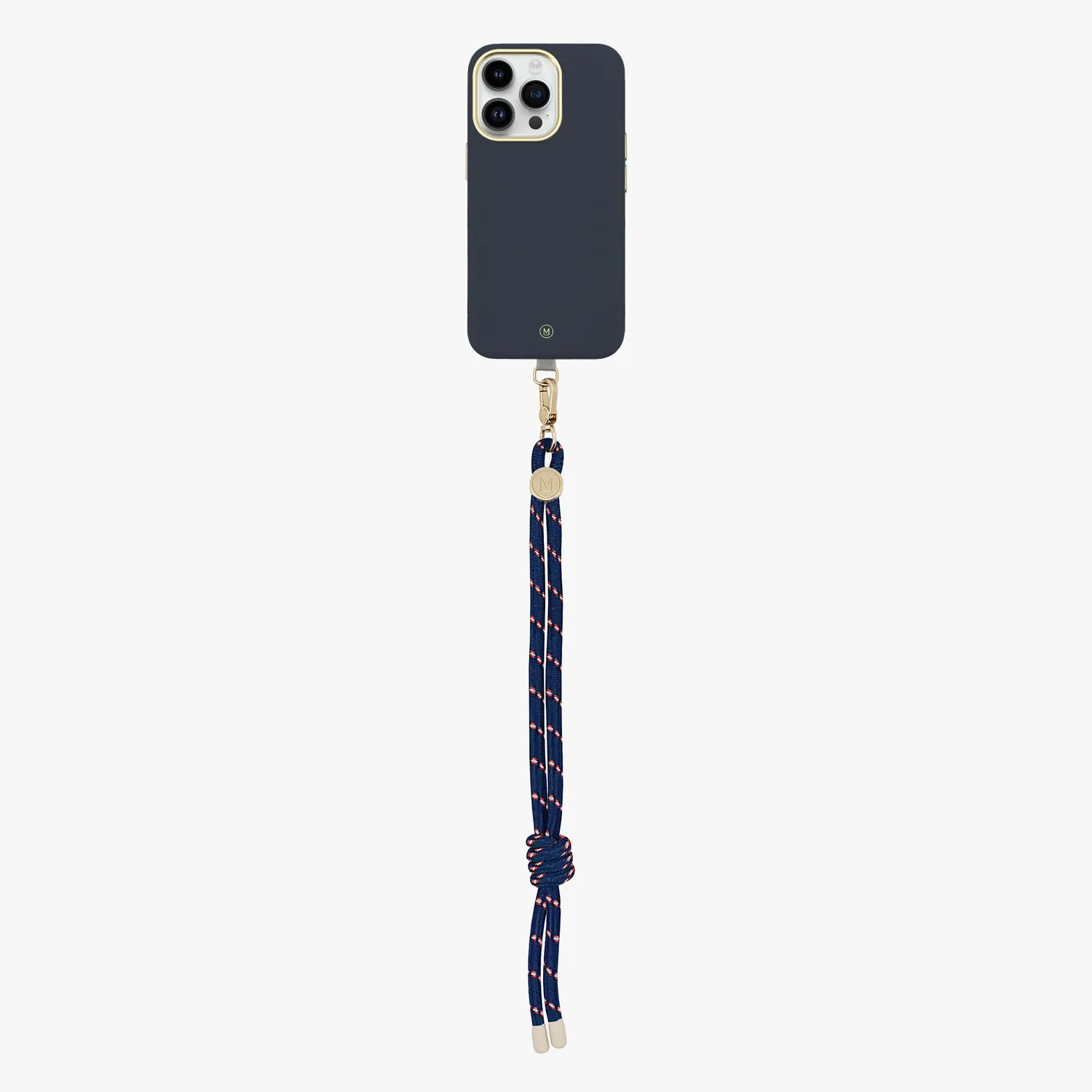 iPhone 15 Plus Leather MagSafe Case with Wrist Rope Strap