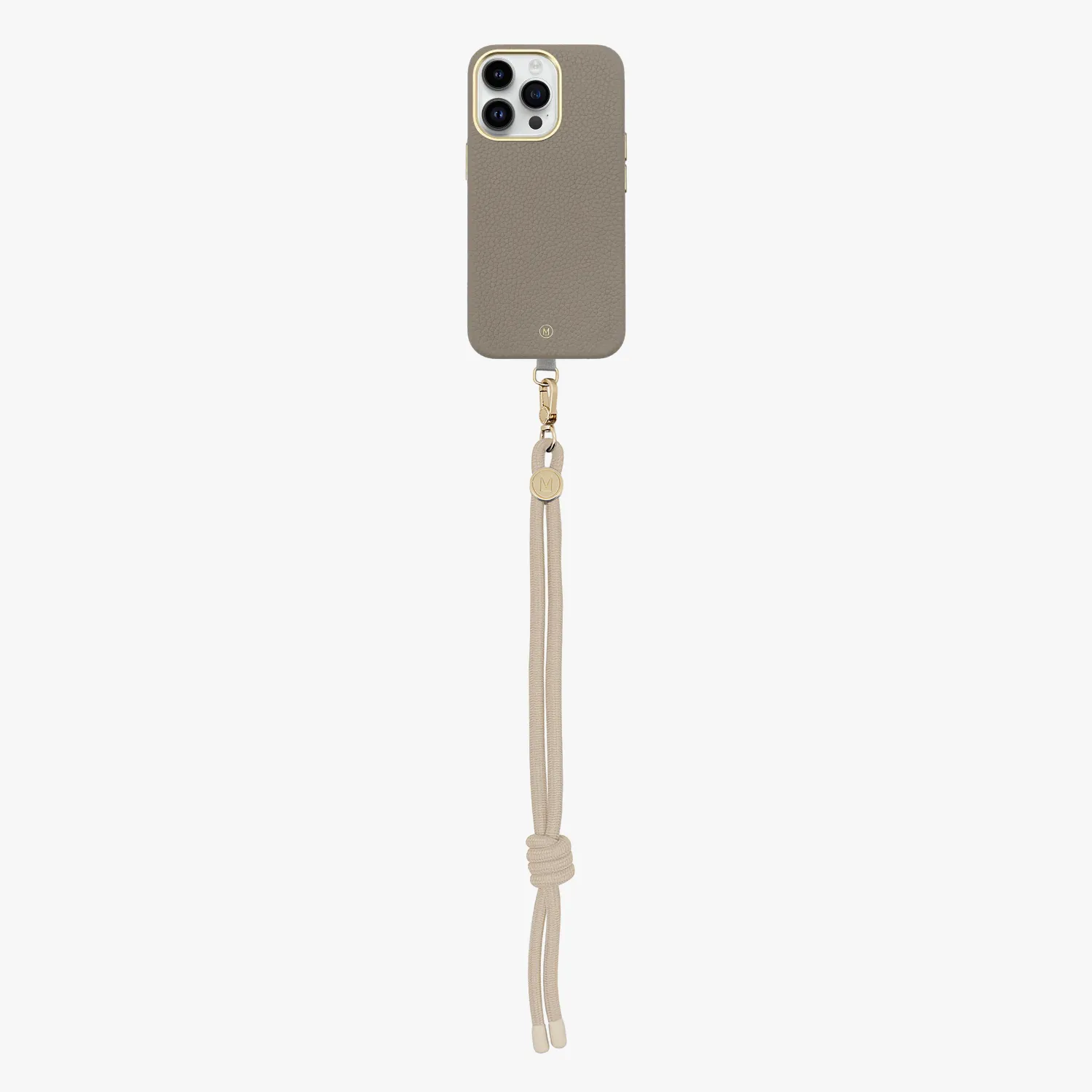 iPhone 15 Plus Leather MagSafe Case with Wrist Rope Strap