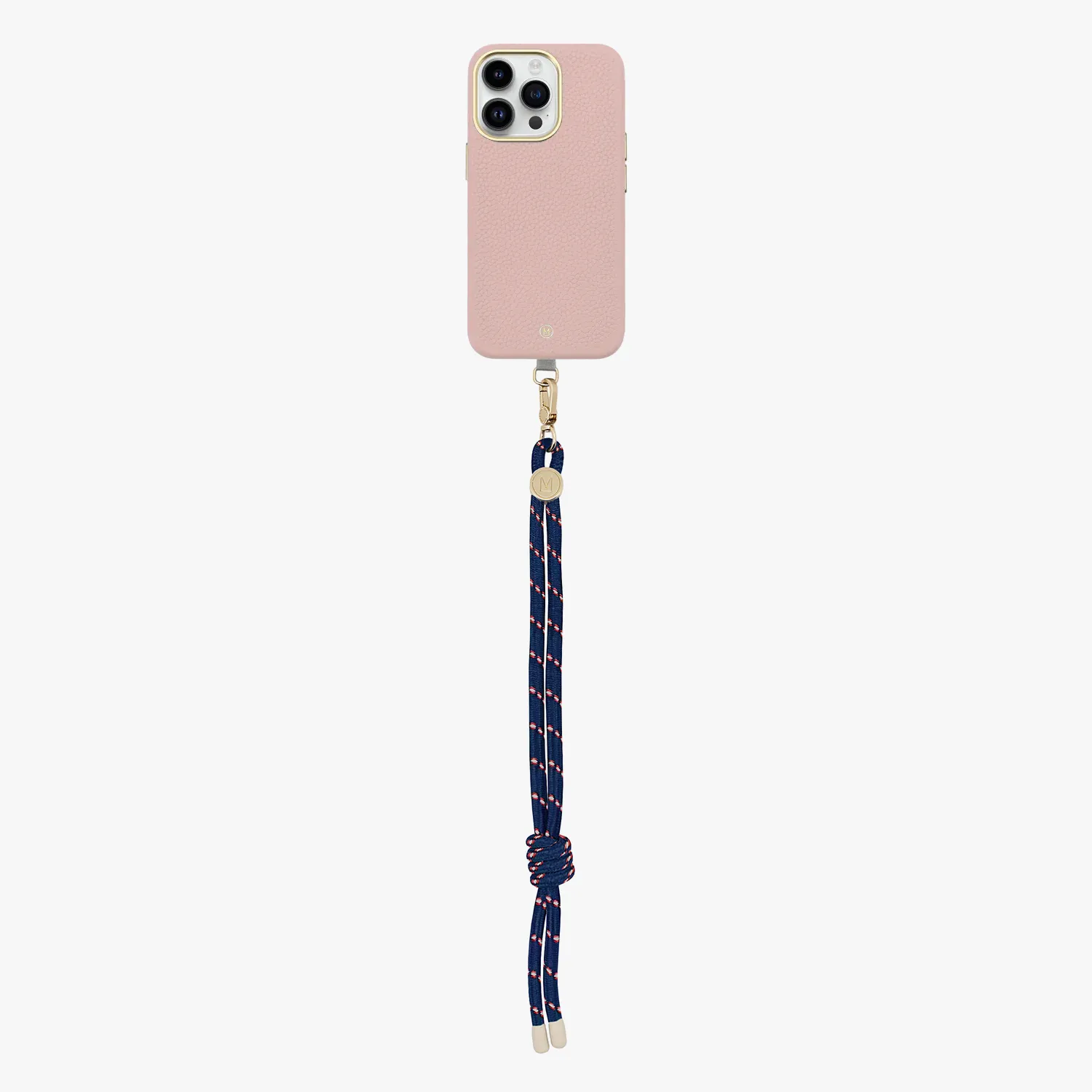 iPhone 15 Plus Leather MagSafe Case with Wrist Rope Strap