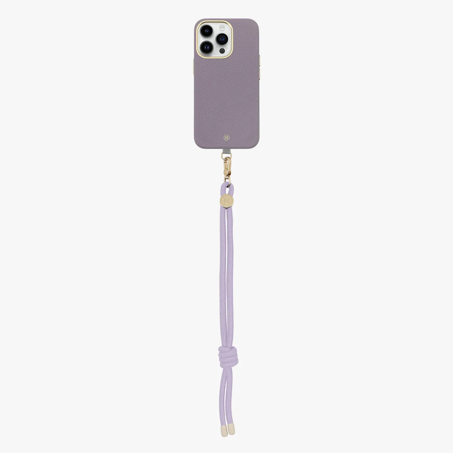 iPhone 15 Plus Leather MagSafe Case with Wrist Rope Strap