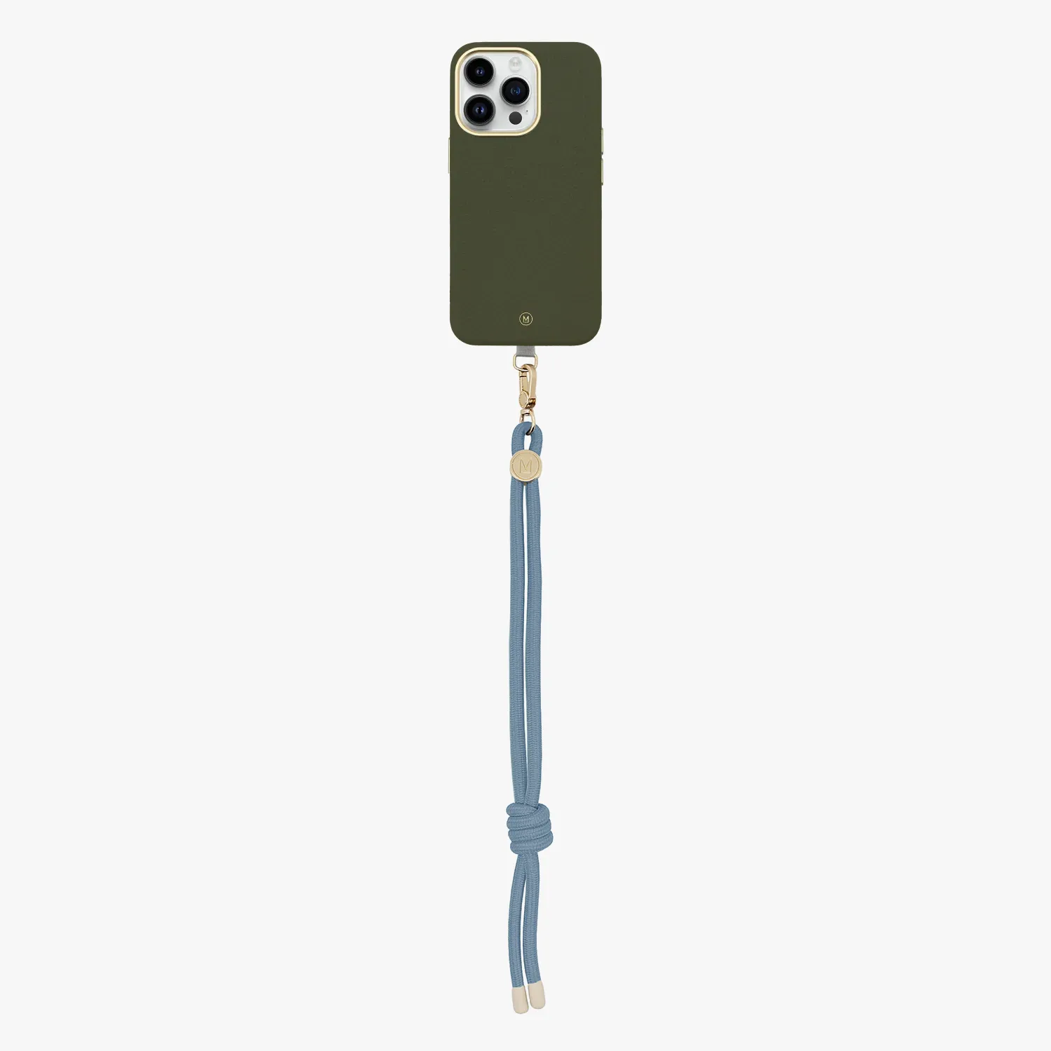 iPhone 15 Plus Leather MagSafe Case with Wrist Rope Strap