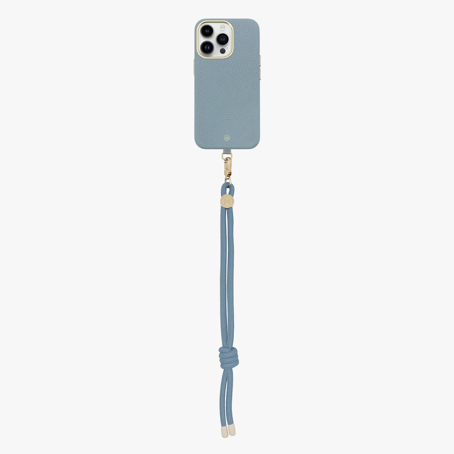 iPhone 15 Plus Leather MagSafe Case with Wrist Rope Strap