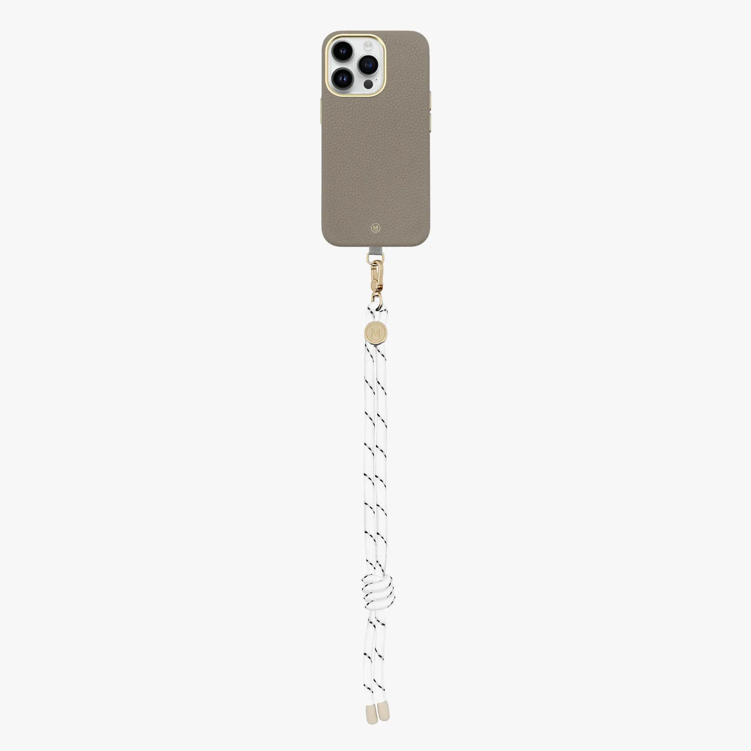 iPhone 15 Plus Leather MagSafe Case with Wrist Rope Strap