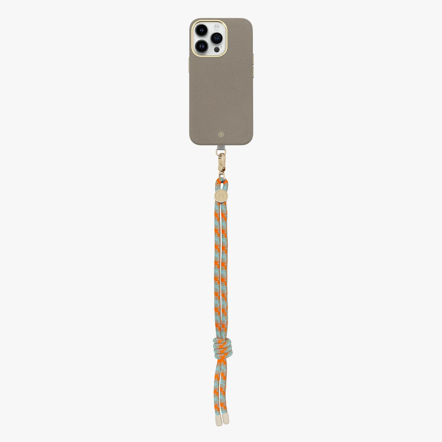 iPhone 15 Plus Leather MagSafe Case with Wrist Rope Strap