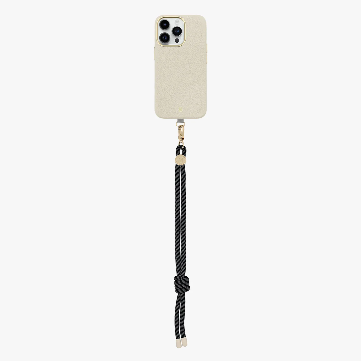 iPhone 15 Plus Leather MagSafe Case with Wrist Rope Strap