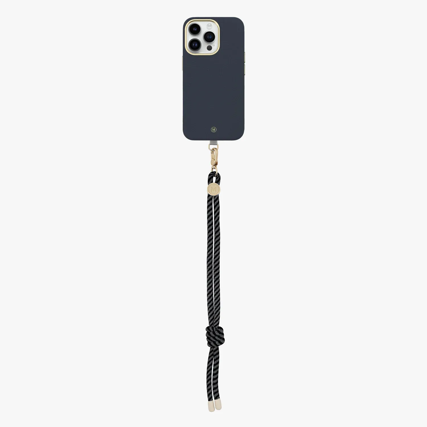 iPhone 15 Plus Leather MagSafe Case with Wrist Rope Strap