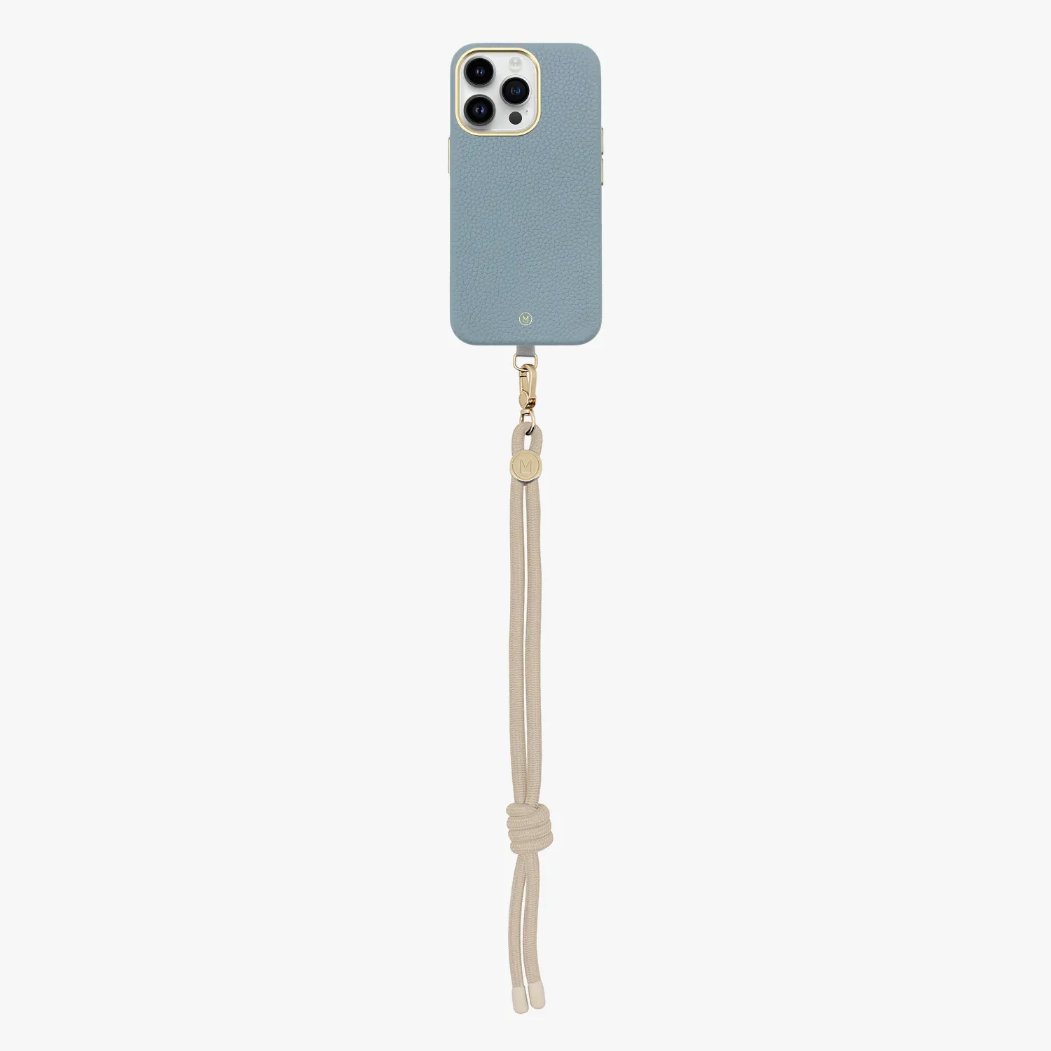 iPhone 15 Plus Leather MagSafe Case with Wrist Rope Strap