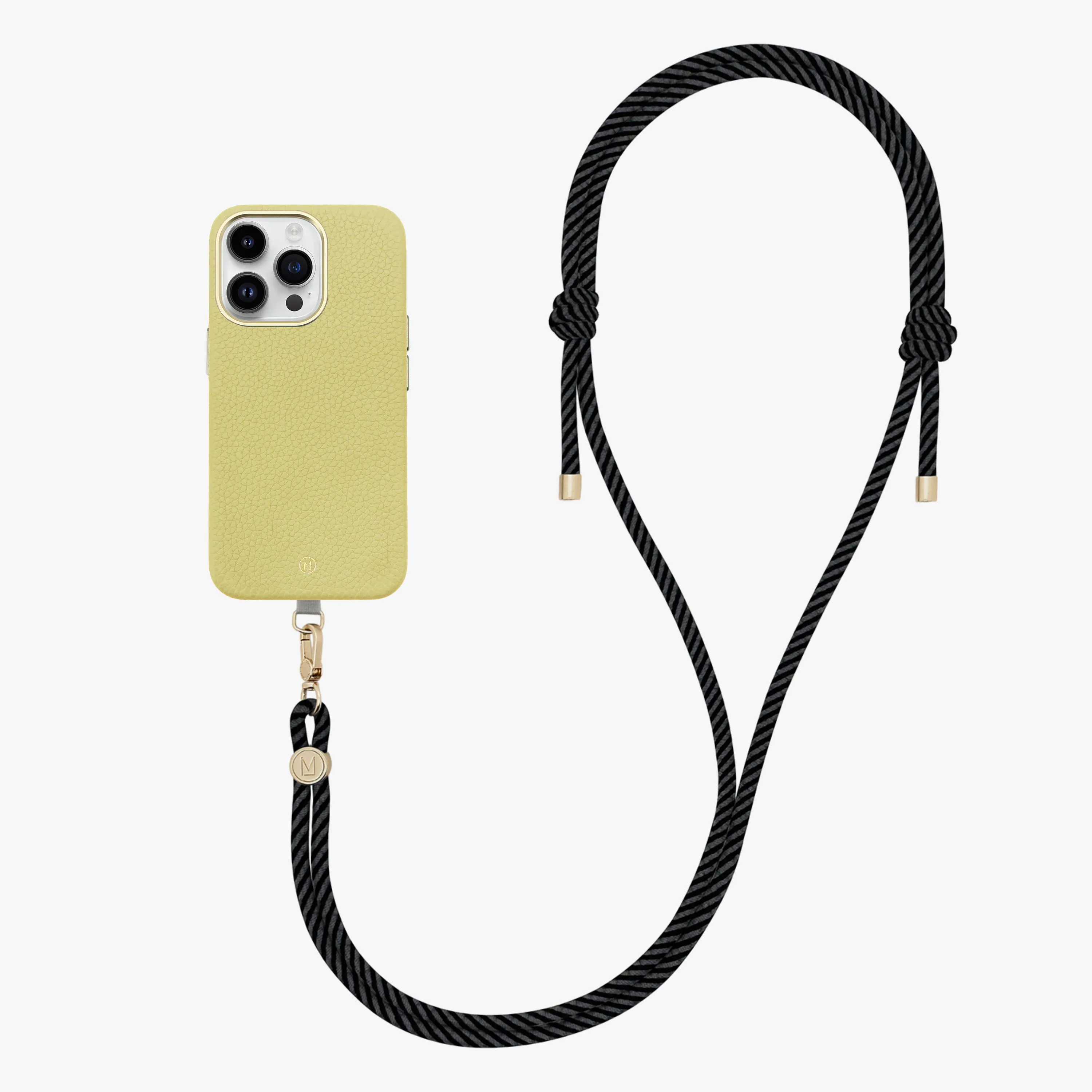 iPhone 15 Pro Leather MagSafe Case with Crossbody Rope Strap