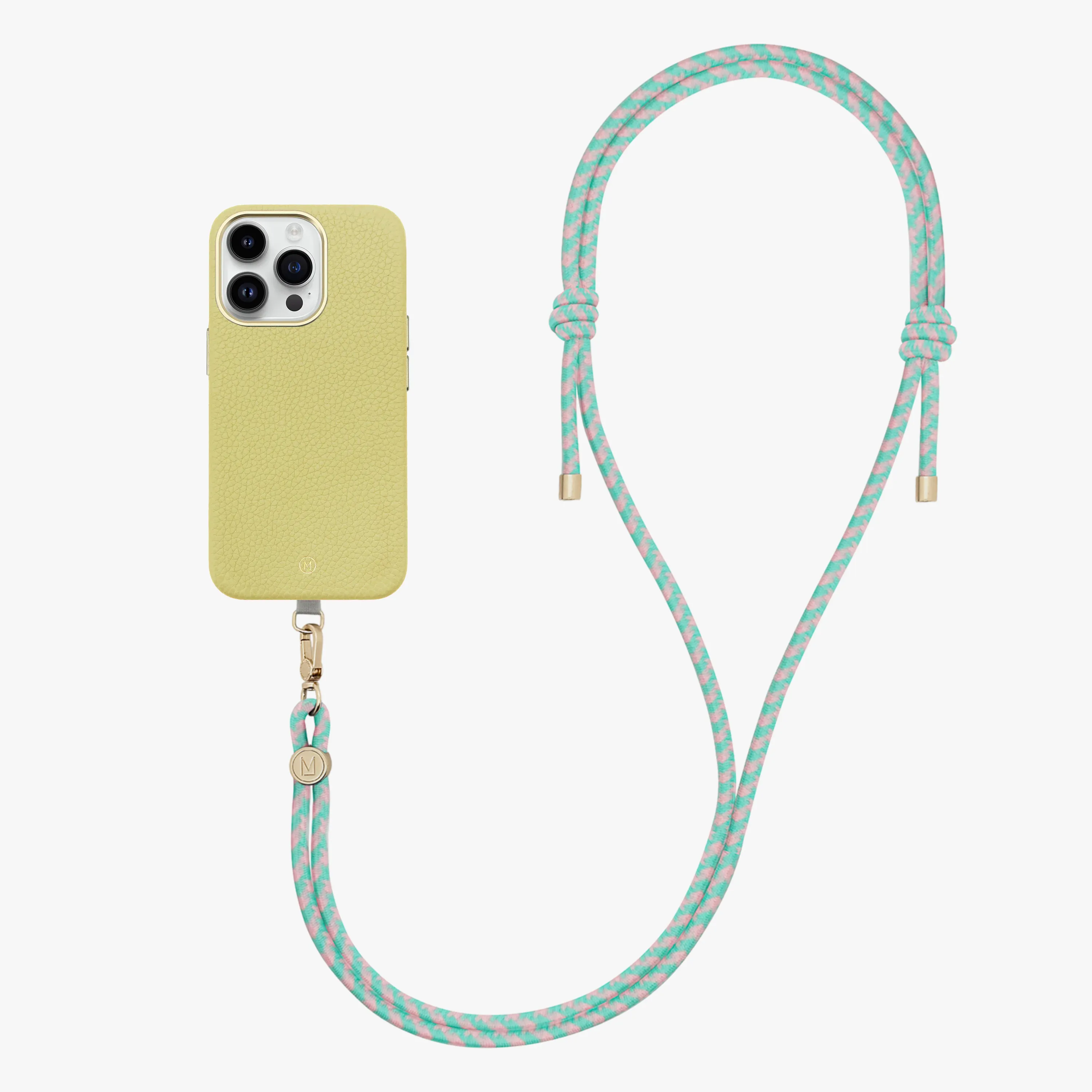 iPhone 15 Pro Leather MagSafe Case with Crossbody Rope Strap