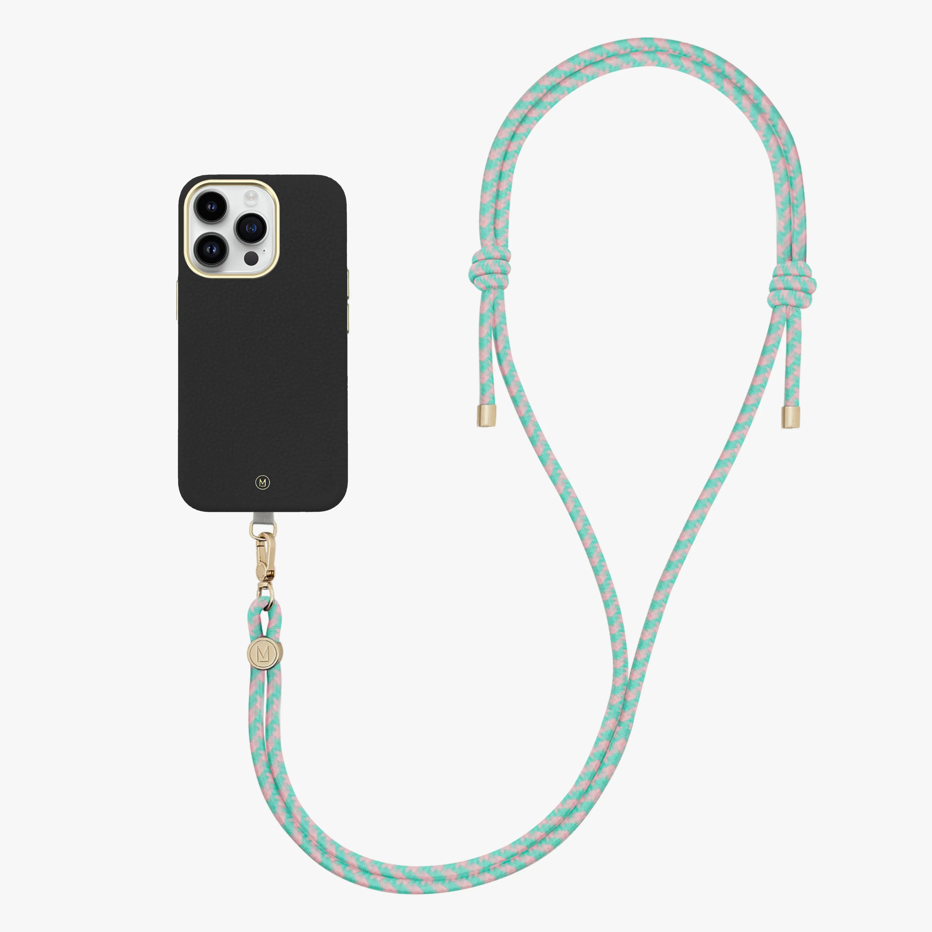 iPhone 15 Pro Leather MagSafe Case with Crossbody Rope Strap