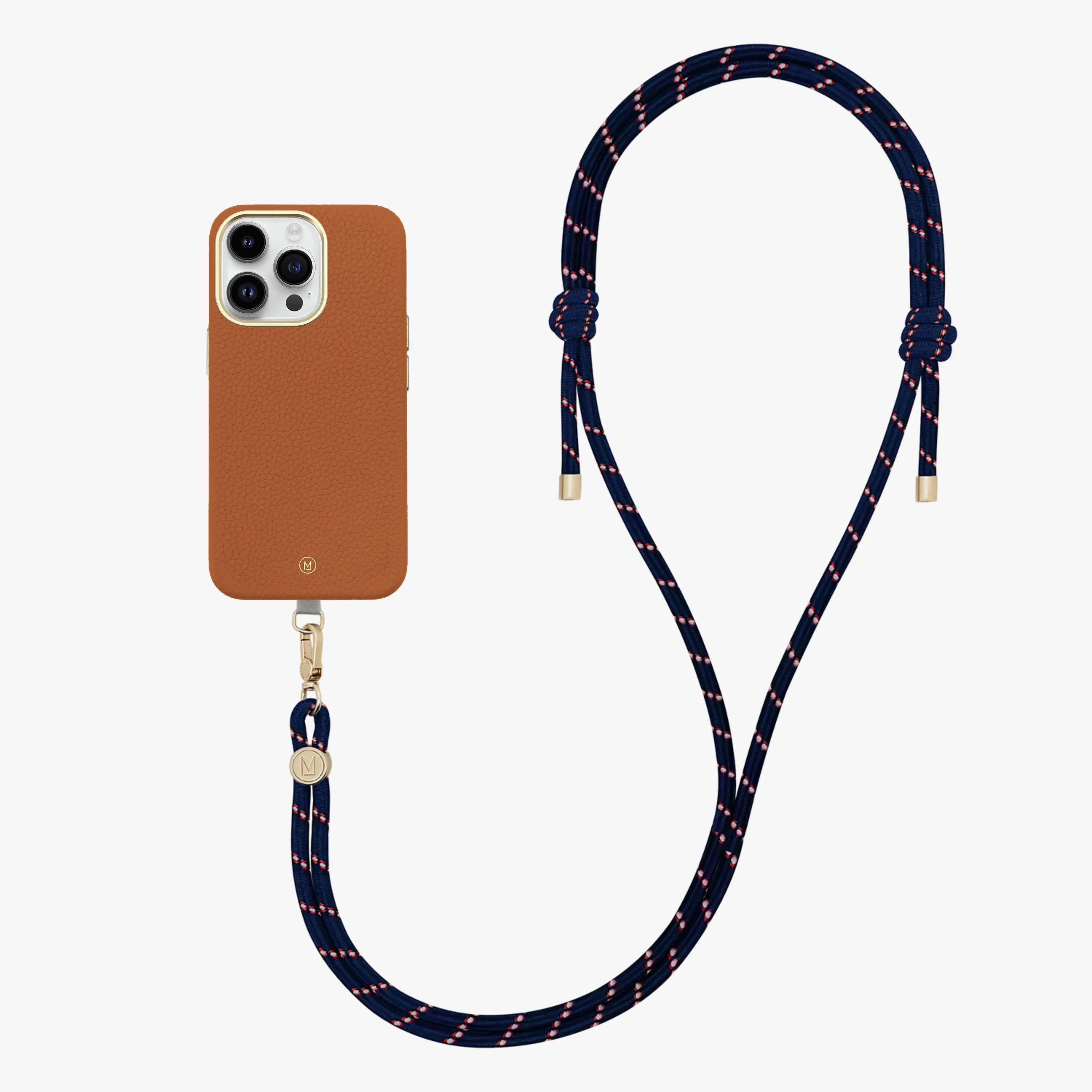 iPhone 15 Pro Leather MagSafe Case with Crossbody Rope Strap