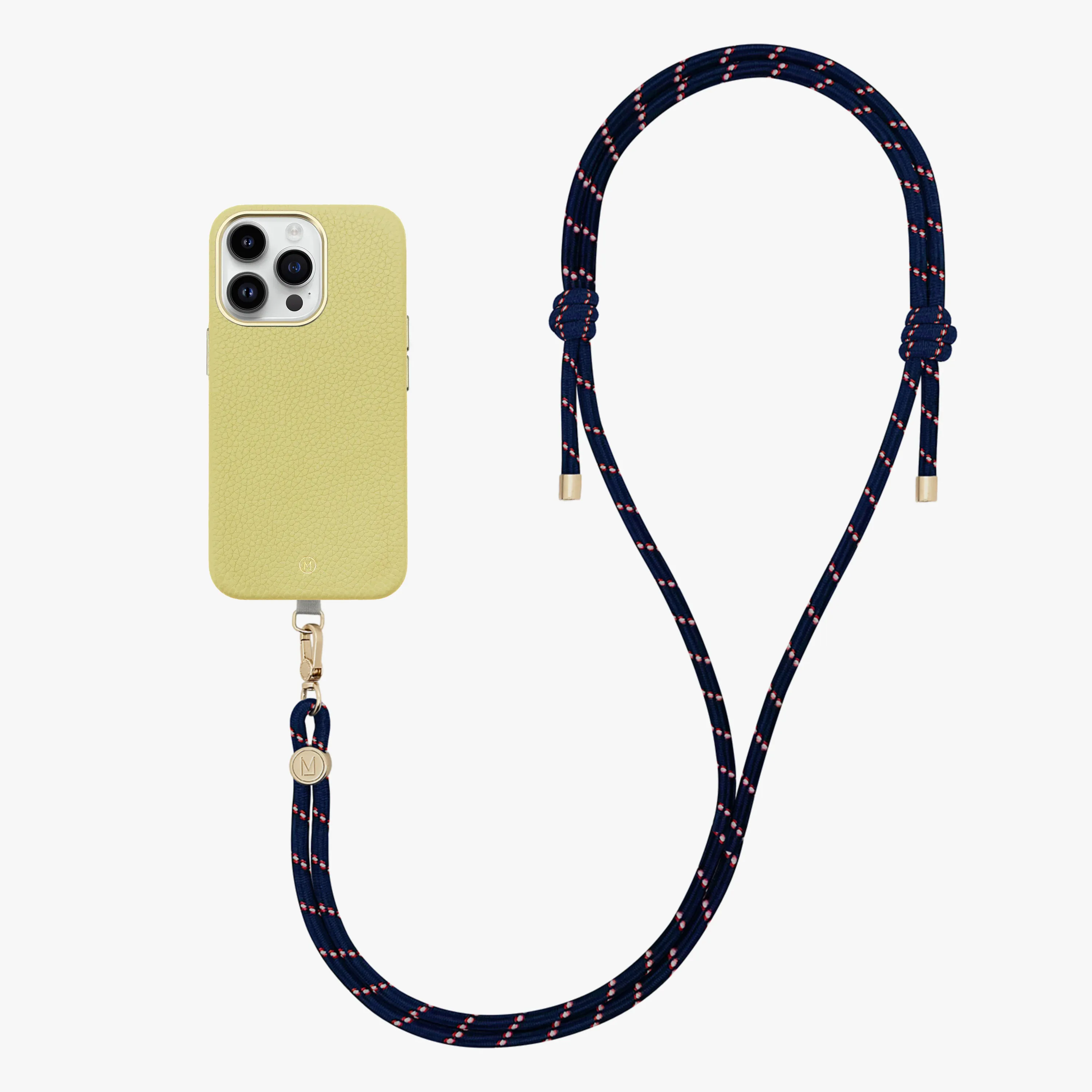 iPhone 15 Pro Leather MagSafe Case with Crossbody Rope Strap