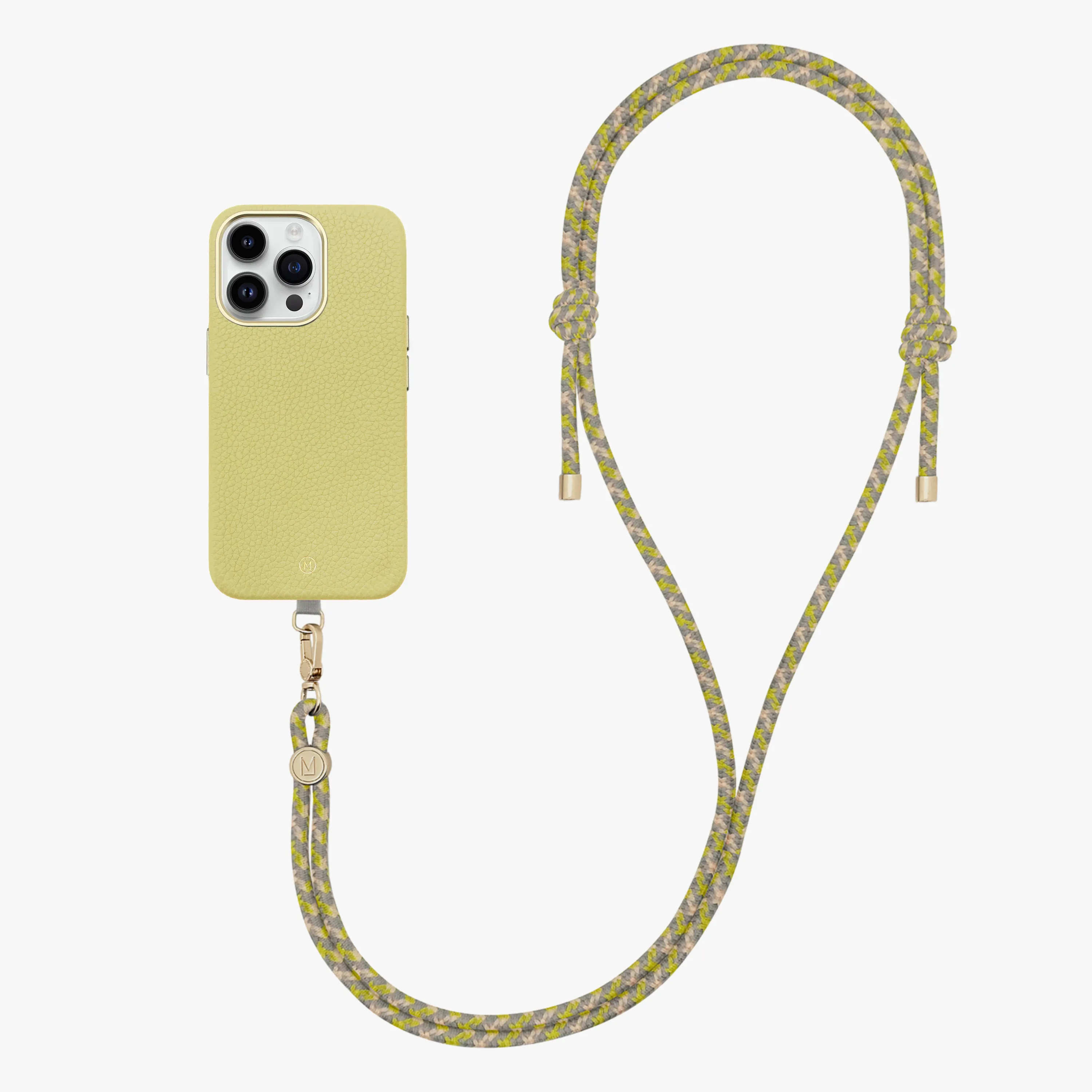 iPhone 15 Pro Leather MagSafe Case with Crossbody Rope Strap