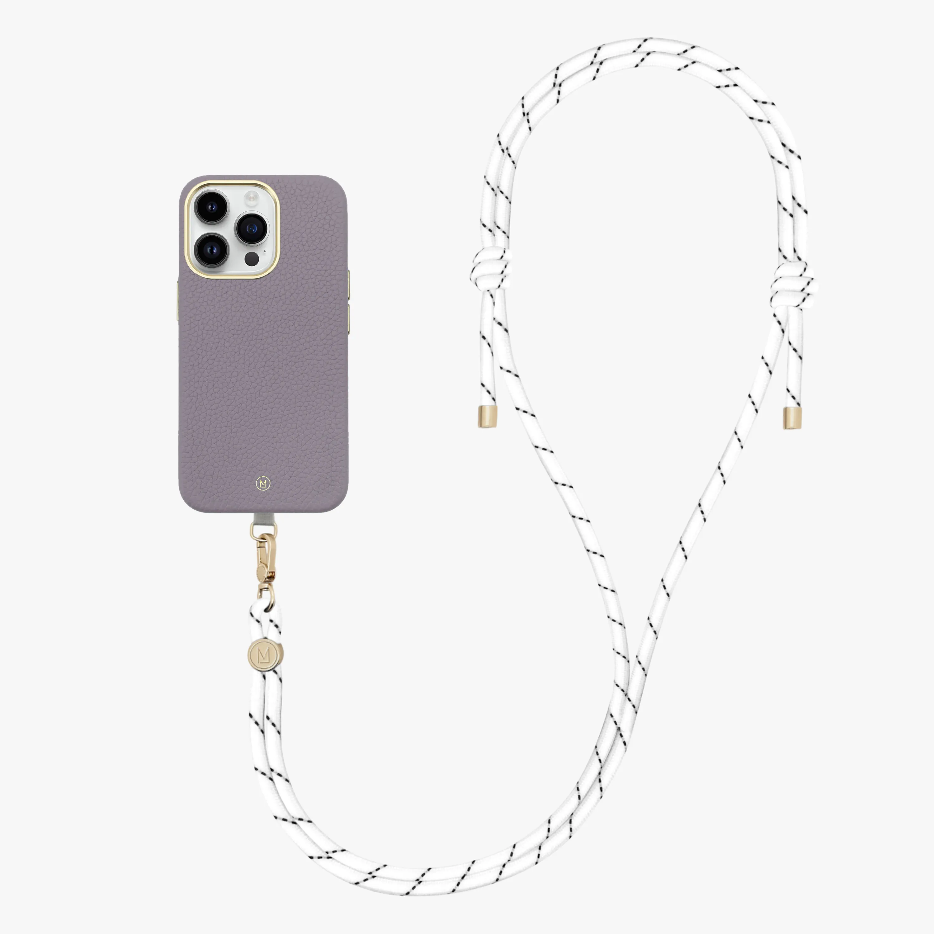 iPhone 15 Pro Leather MagSafe Case with Crossbody Rope Strap