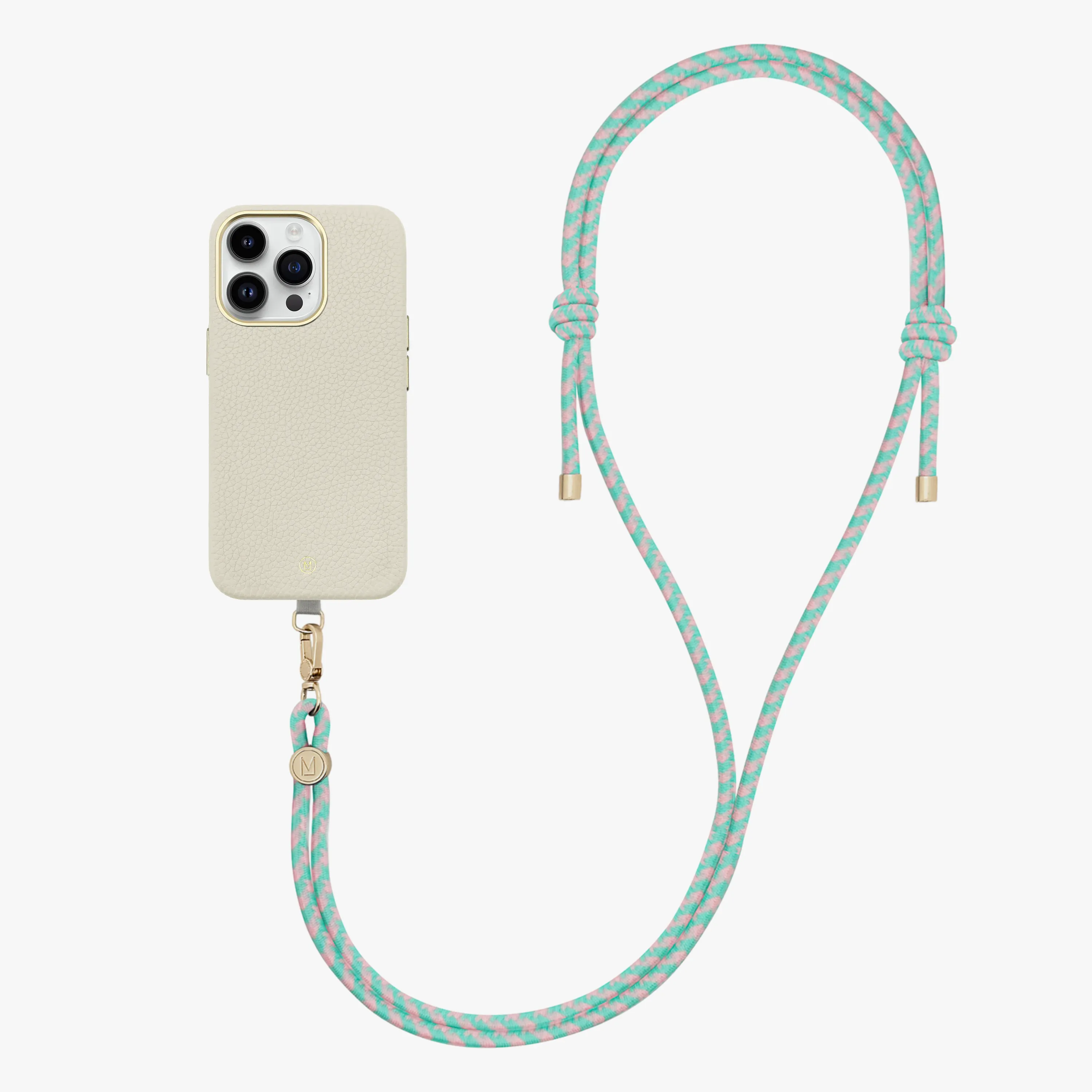 iPhone 15 Pro Leather MagSafe Case with Crossbody Rope Strap