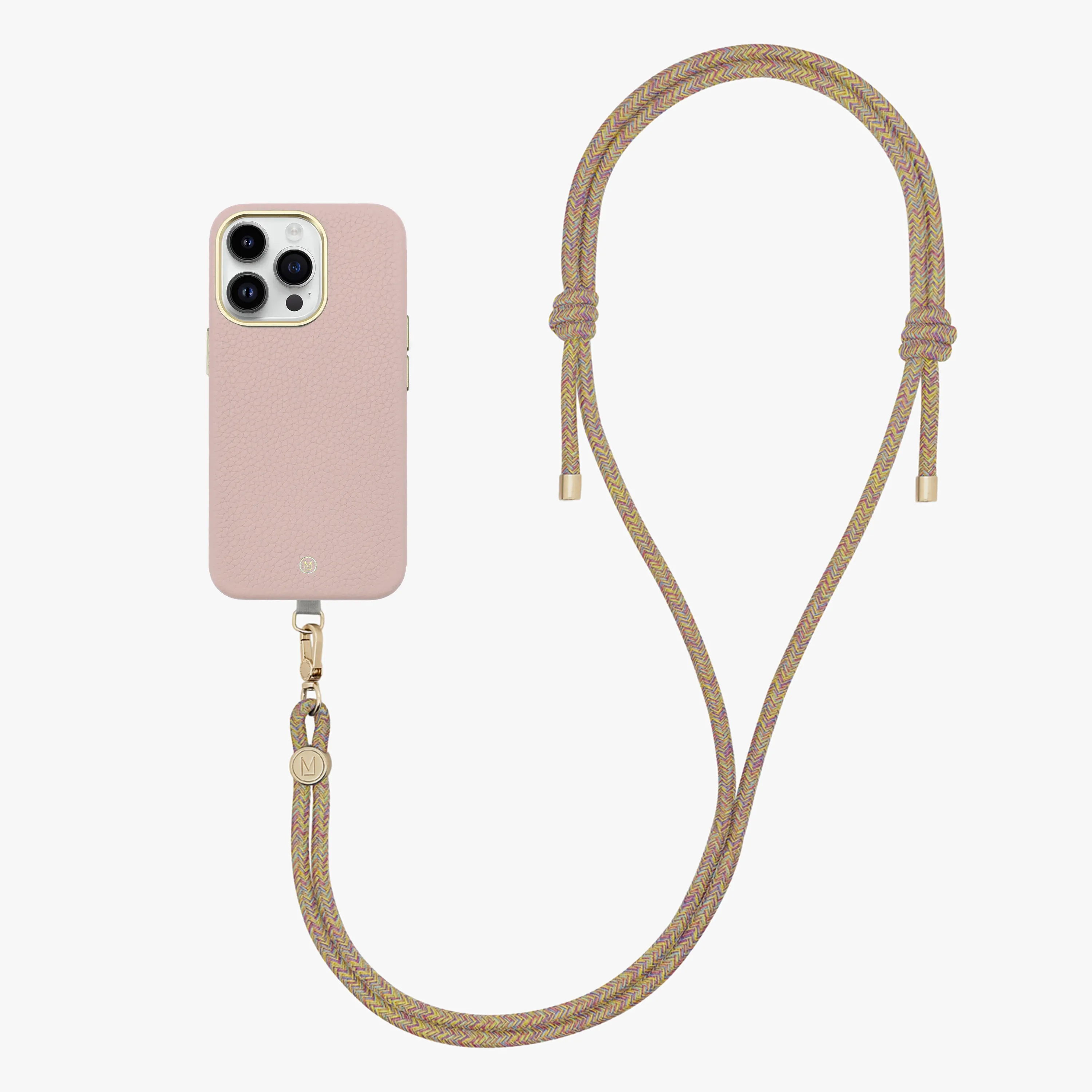 iPhone 15 Pro Leather MagSafe Case with Crossbody Rope Strap