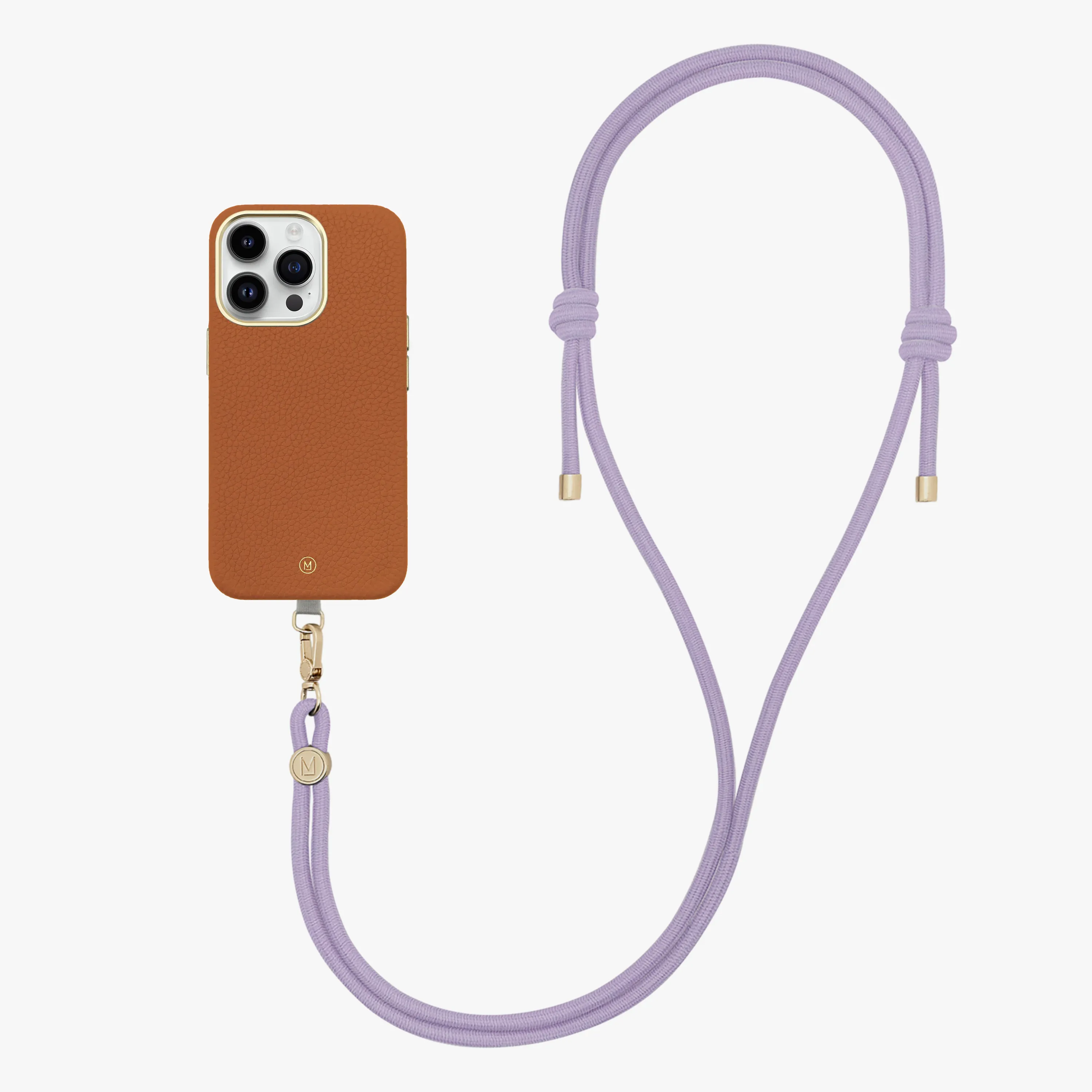 iPhone 15 Pro Leather MagSafe Case with Crossbody Rope Strap