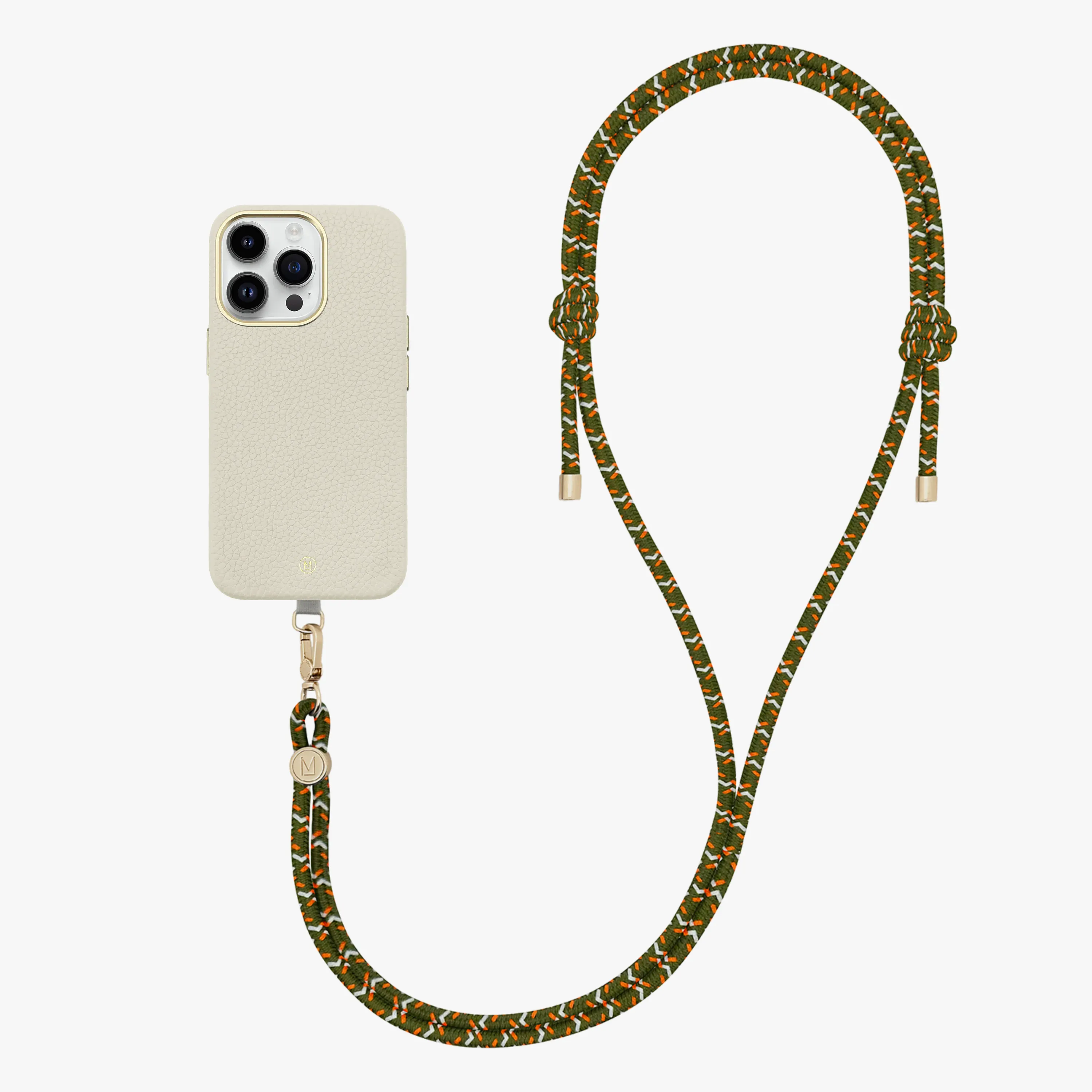 iPhone 15 Pro Leather MagSafe Case with Crossbody Rope Strap