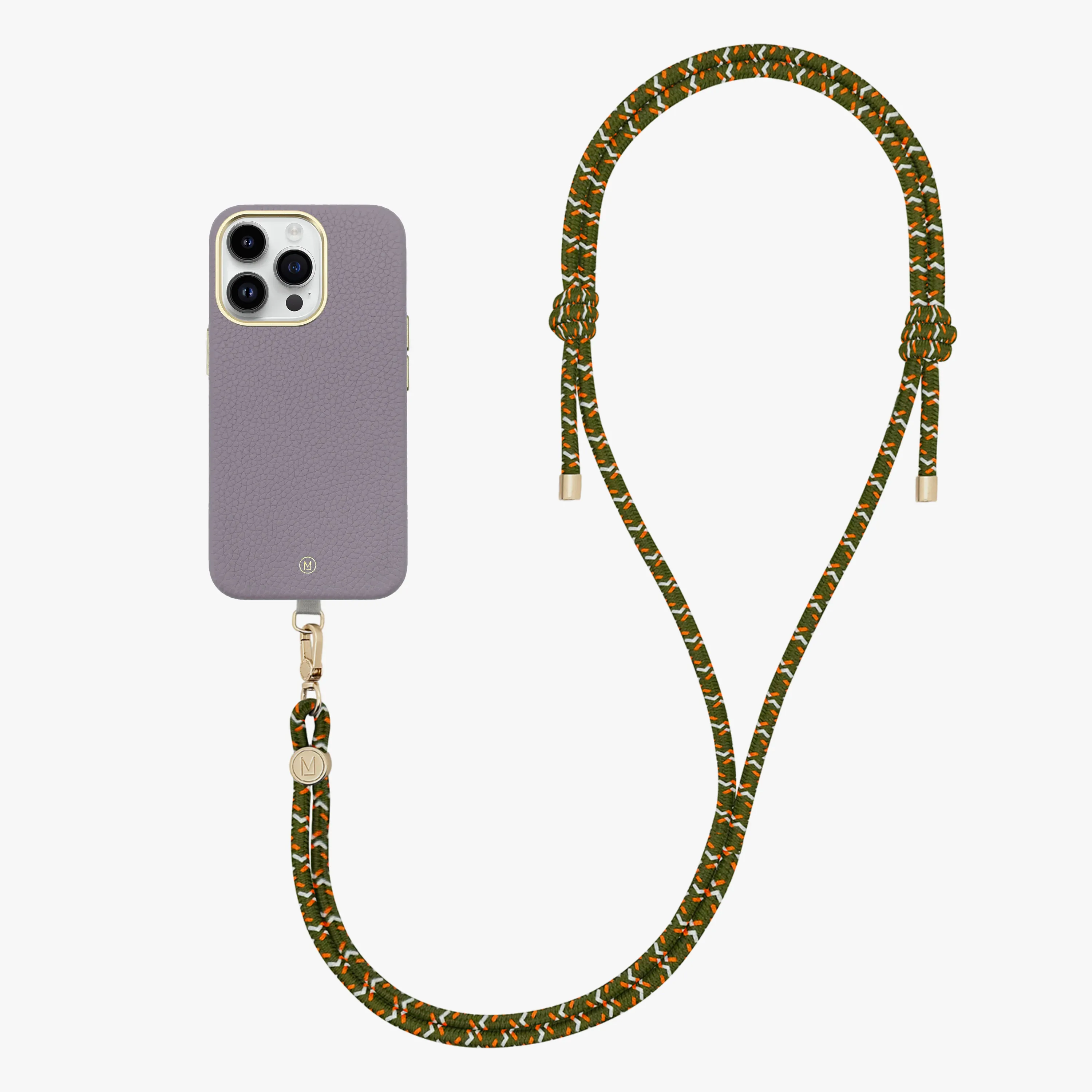 iPhone 15 Pro Leather MagSafe Case with Crossbody Rope Strap