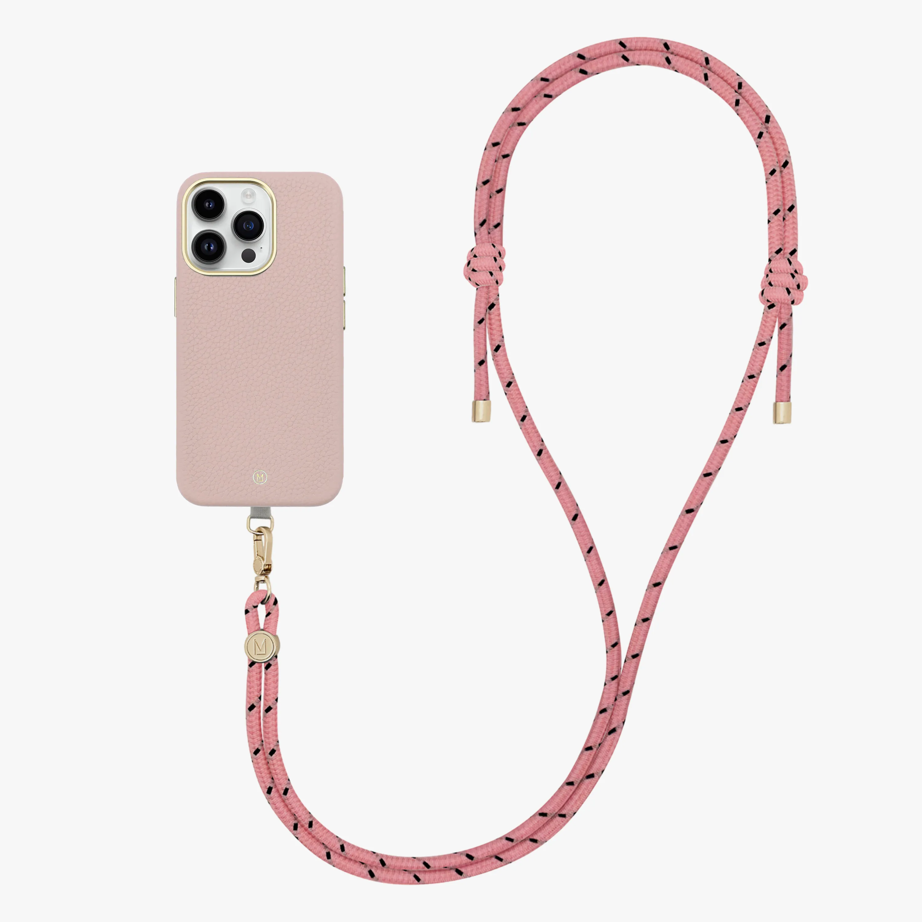 iPhone 15 Pro Leather MagSafe Case with Crossbody Rope Strap