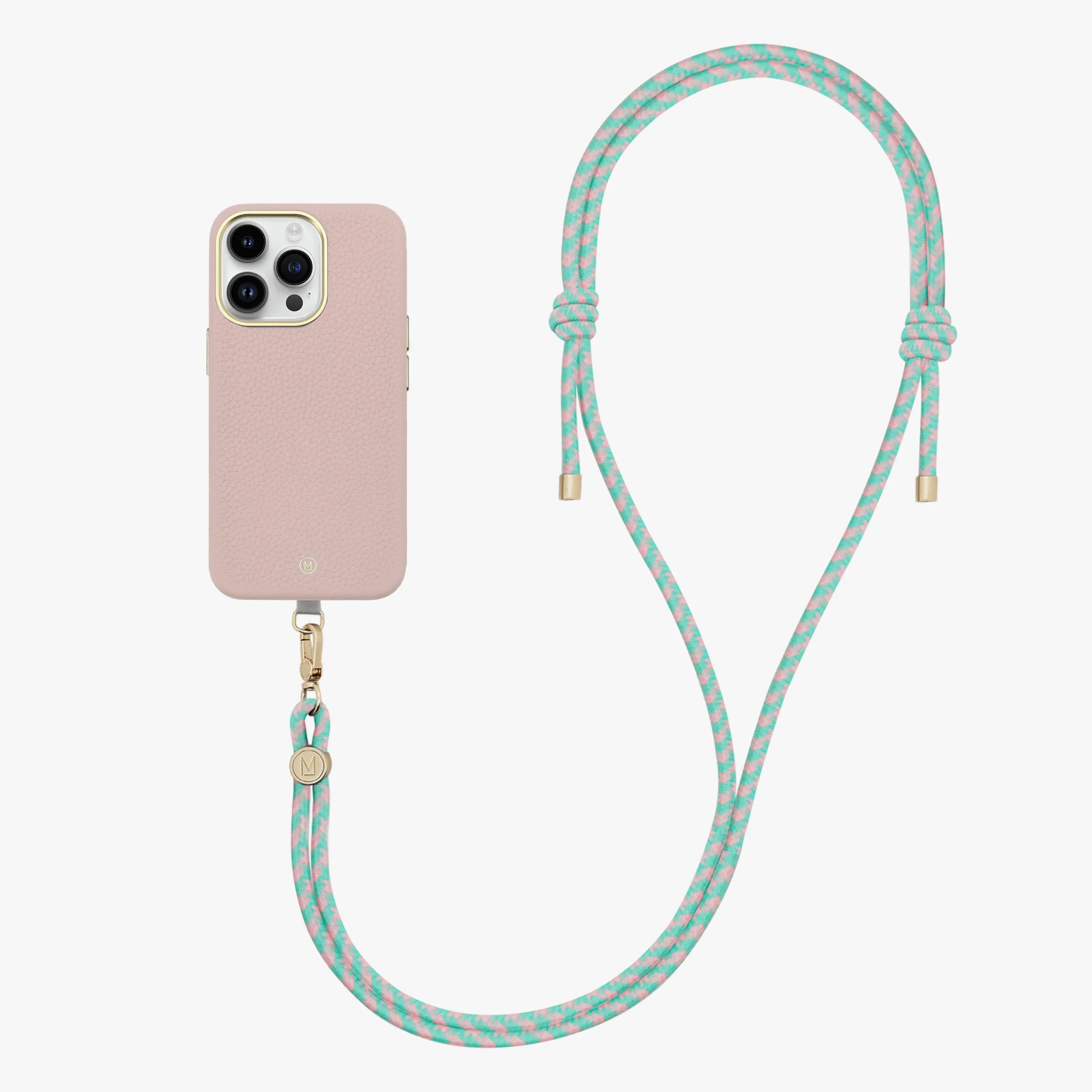 iPhone 15 Pro Leather MagSafe Case with Crossbody Rope Strap