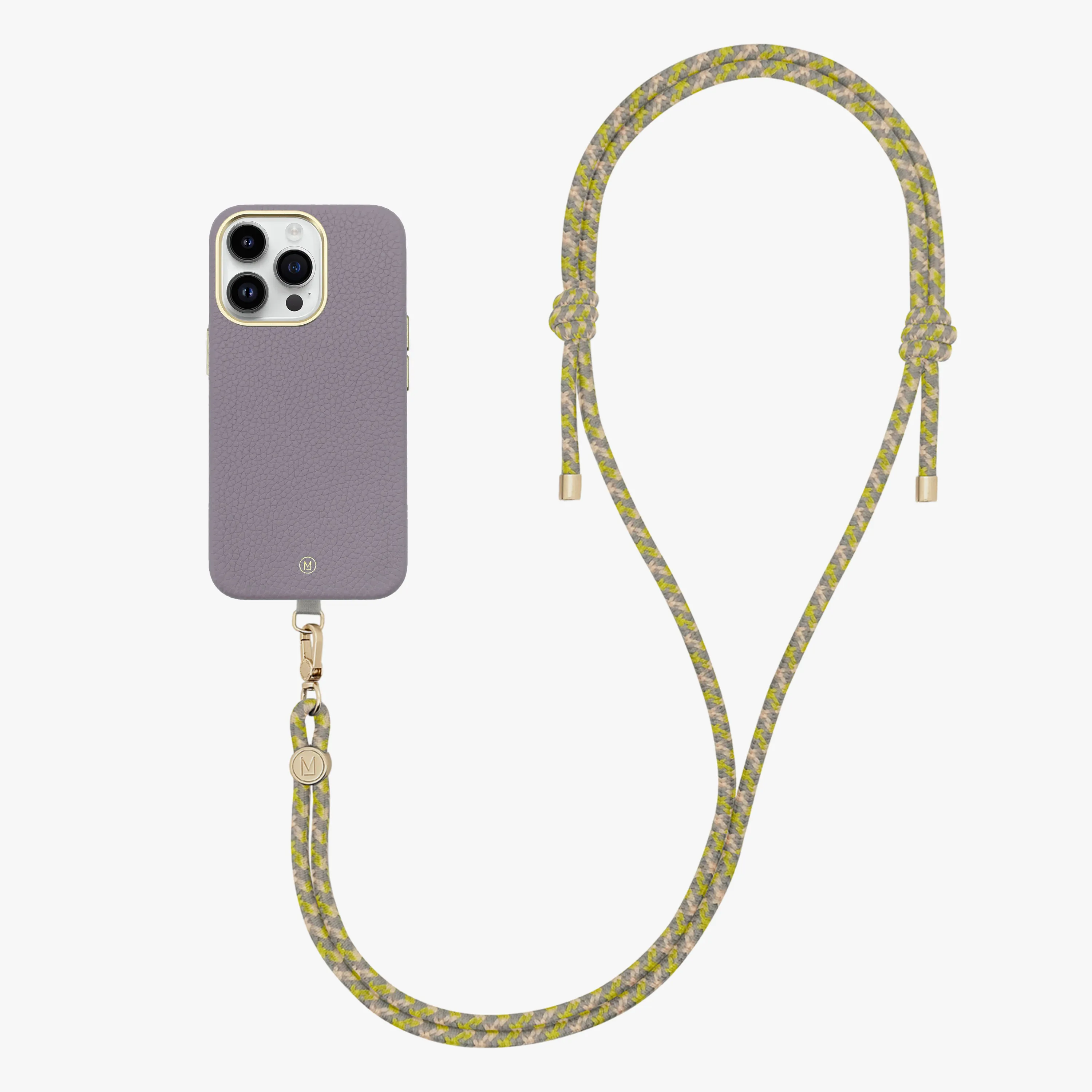 iPhone 15 Pro Leather MagSafe Case with Crossbody Rope Strap