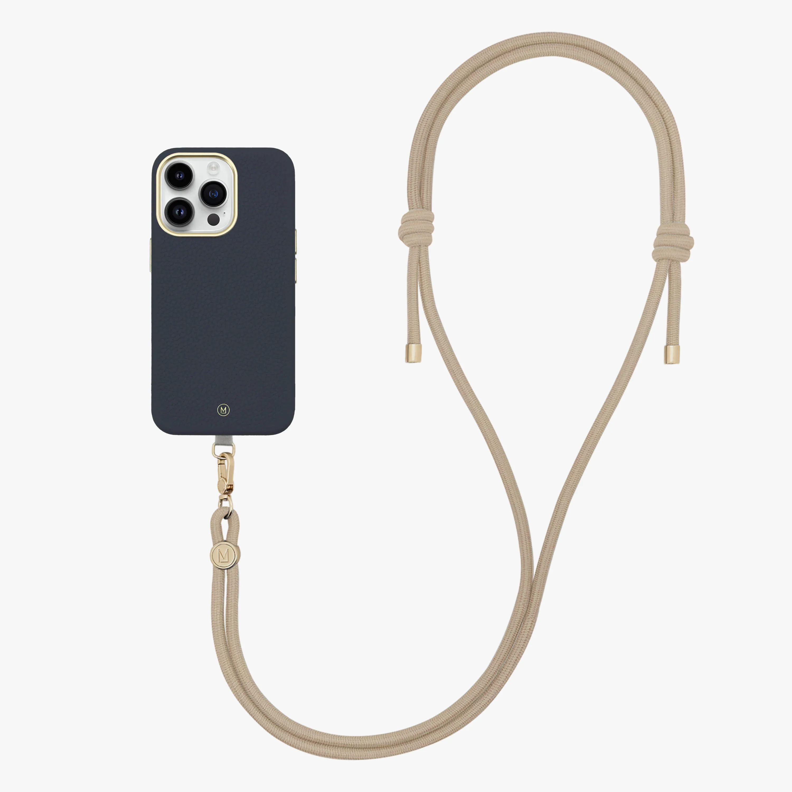 iPhone 15 Pro Leather MagSafe Case with Crossbody Rope Strap