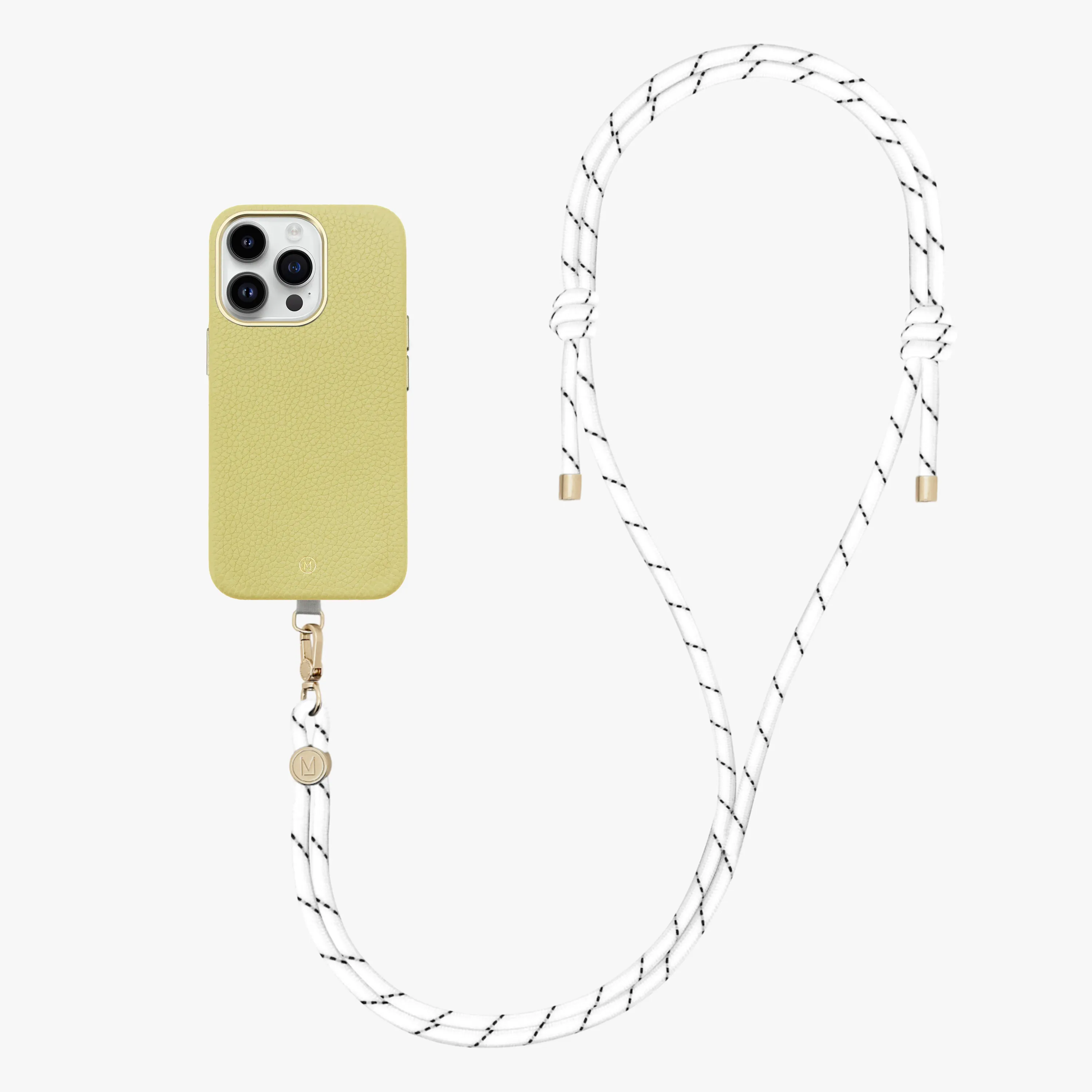 iPhone 15 Pro Leather MagSafe Case with Crossbody Rope Strap
