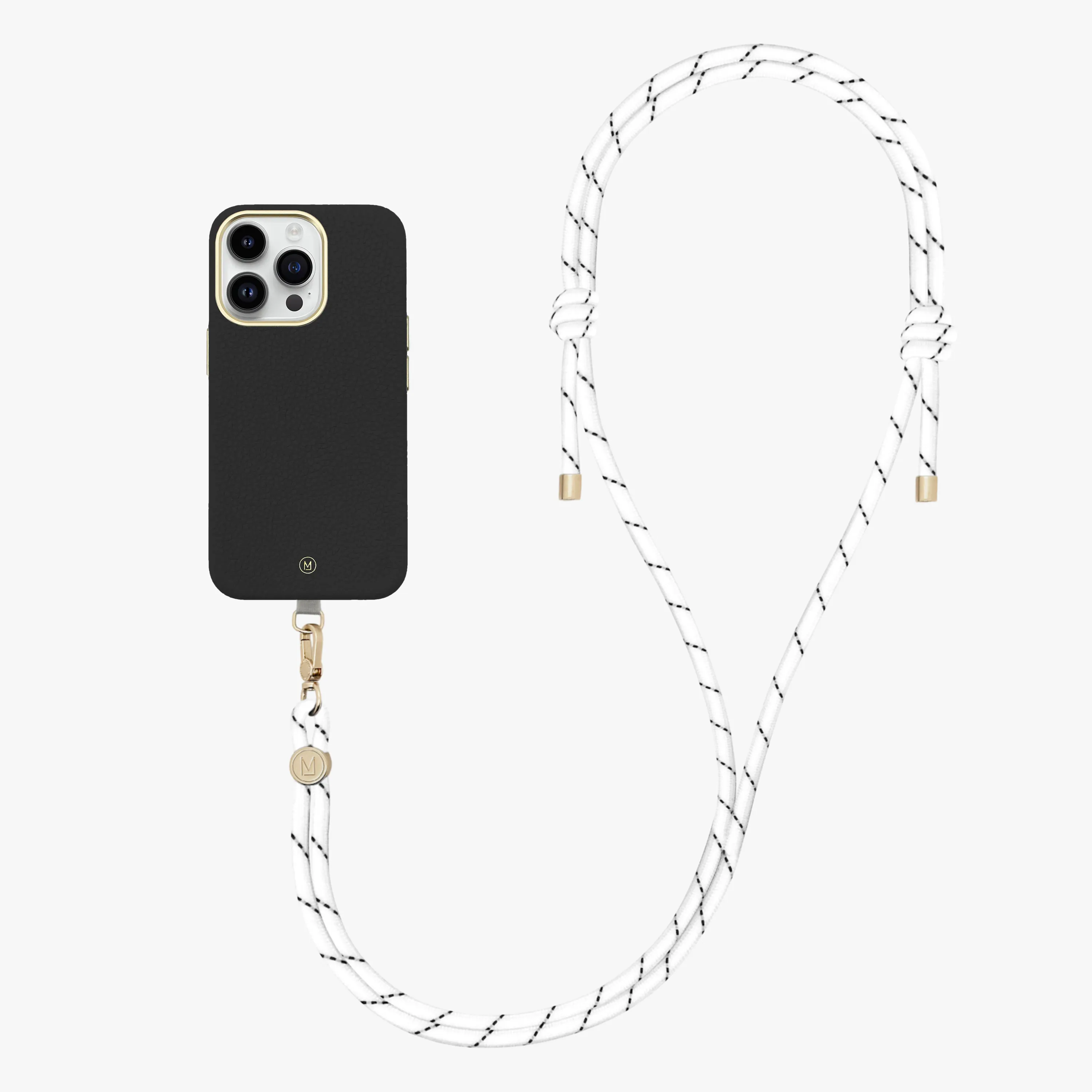 iPhone 15 Pro Leather MagSafe Case with Crossbody Rope Strap
