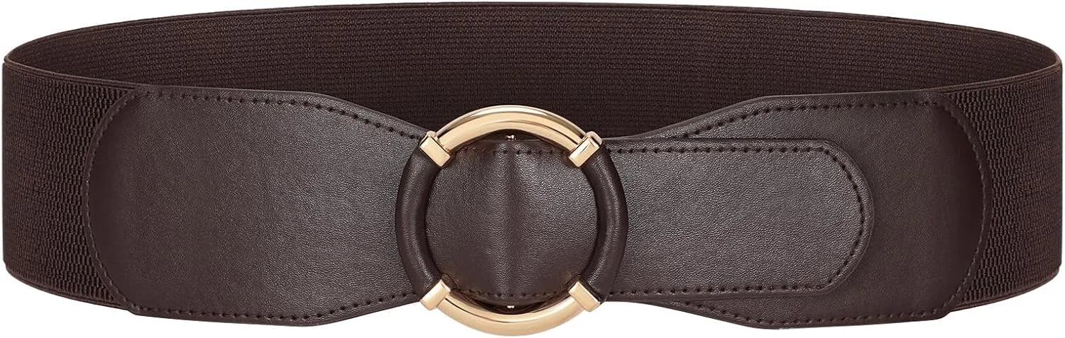JASGOOD Women Wide Waist Belt Stretchy Elastic Vintage Belts for Dress Ladies Belt with Circle Buckle