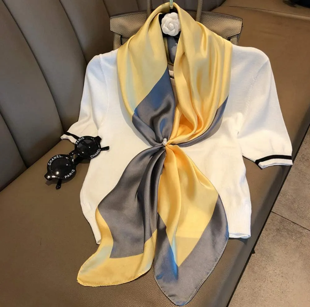 JERLA Women's satin square silk like scarf Fashion pattern large hair scarf wrap headscarf 35" x 35"