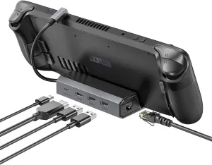 JSAUX Docking Station for Steam Deck/ROG Ally/Legion Go/MSI Claw, 5-in-1 Steam Deck Dock with HDMI 4K@60Hz, 100Mbps Ethernet, Dual USB A 2.0 and 100W Charge Compatible with Steam Deck OLED-HB0602